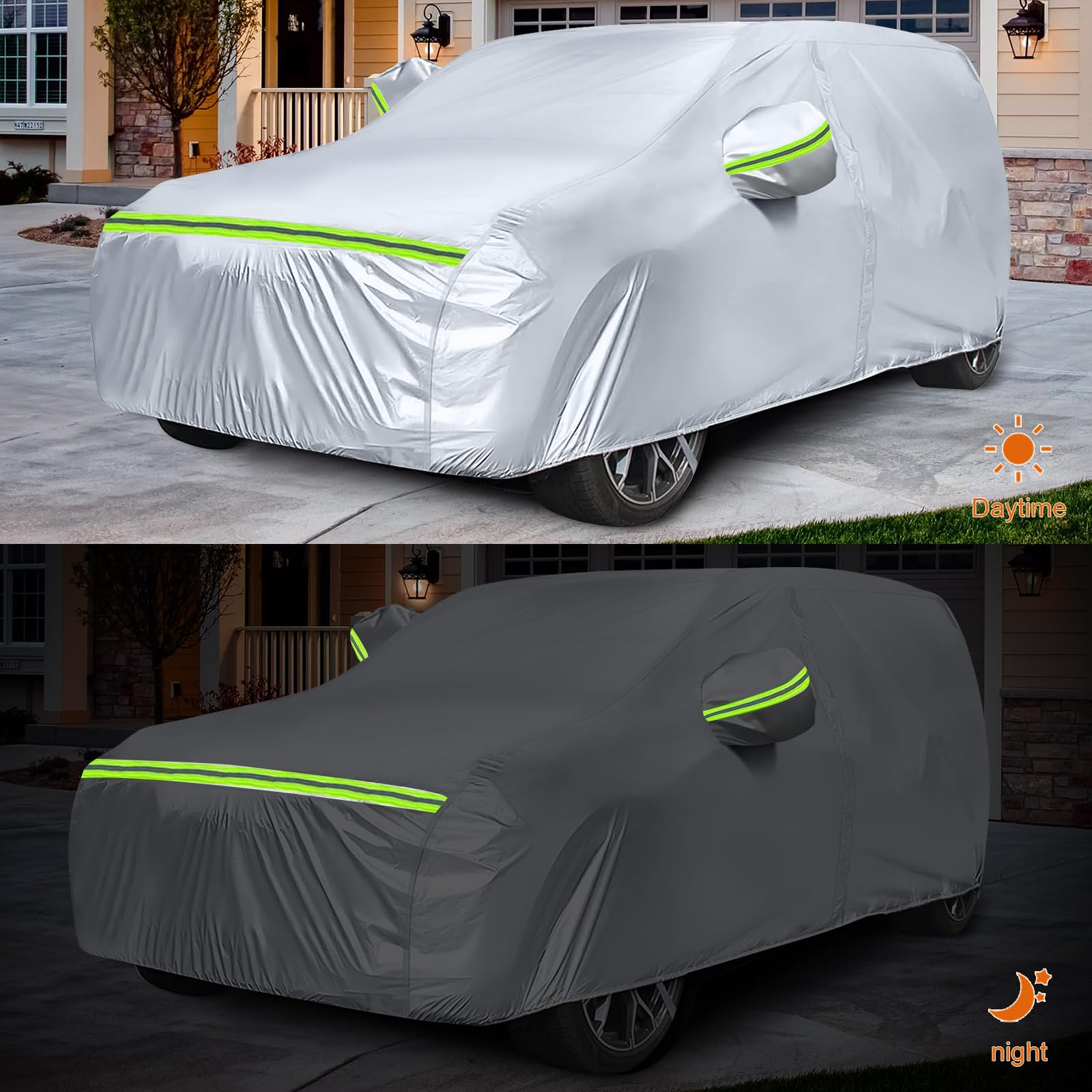 Waterproof Car Covers Replace For 2020-2024 Kia Telluride, 6 Layers Silver All Weather Car Cover With Zipper Door & Windproof Ba