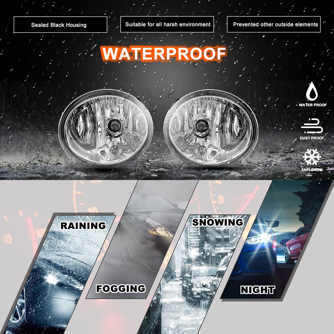 Nixon Offroad Fog Light Set for 2001-2007 Toyota Sequoia, 2000-2006 Toyota Tundra w/Bulbs + Wiring Kit + Switch, Driving Fog Lig