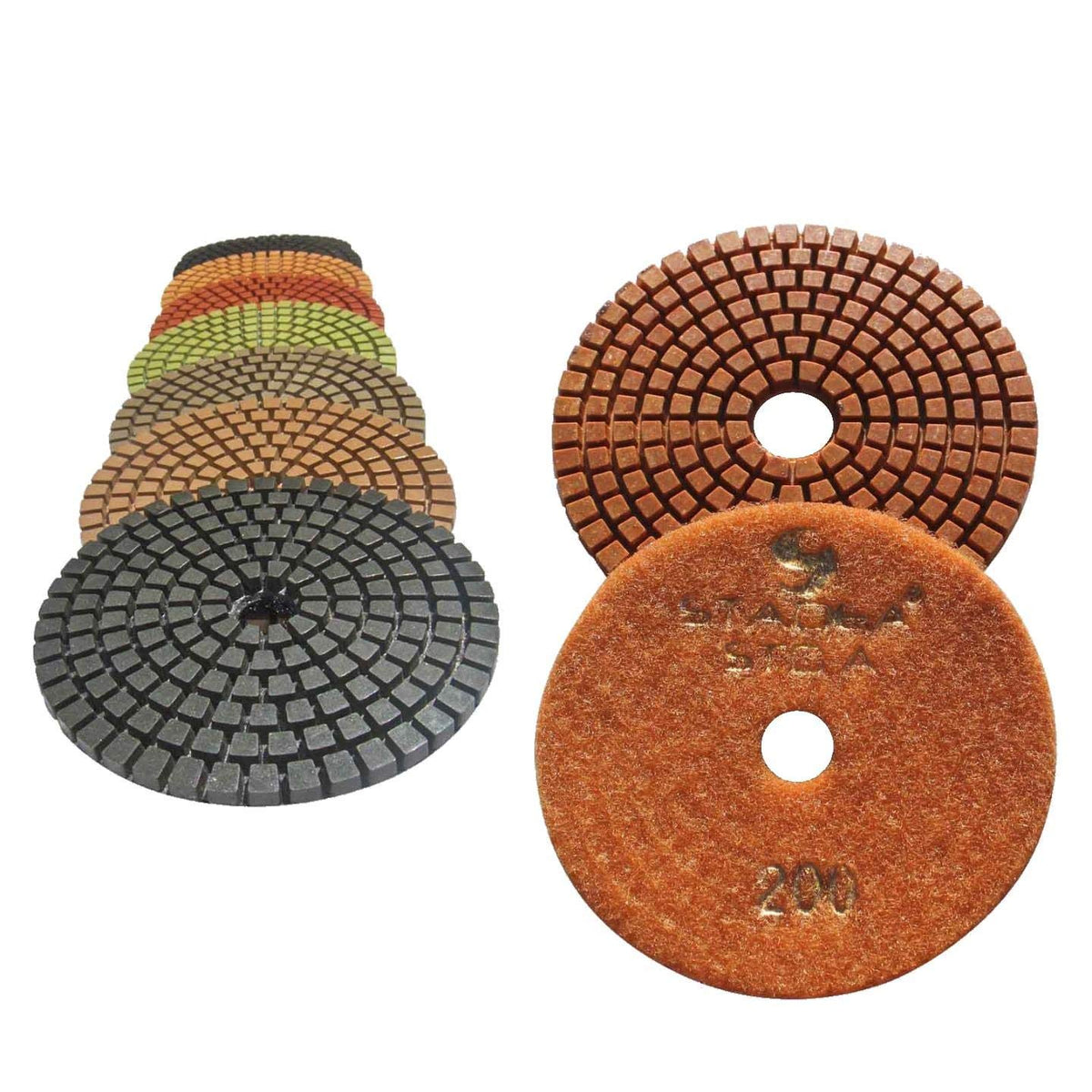 Stadea Grit 200 (2 Pieces) 4'' Diamond Polishing Pads For Granite Marble Concrete Stone Polishing Wet Grinder