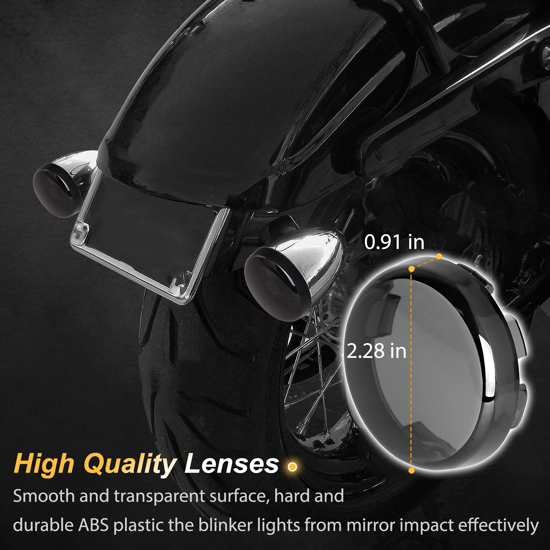 NTHREEAUTO Smoke Bullet Turn Signal Light Lens Cover for Harley Sportster, Street Glide, Road King, Softail - Qty 4