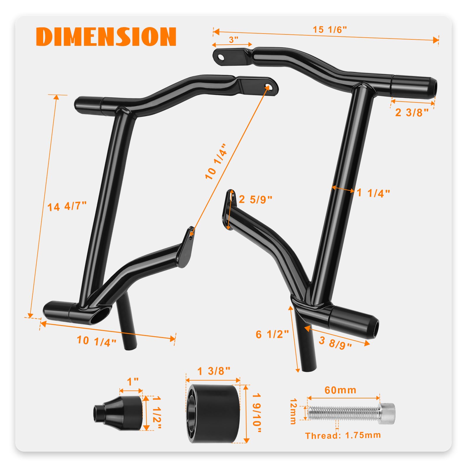 Eumti Saddlebag Guards Tip-Over Crash Bars Rear Saddle Bag Support Bracket Protection Kit Fit for Harley Touring Street Glide Ro