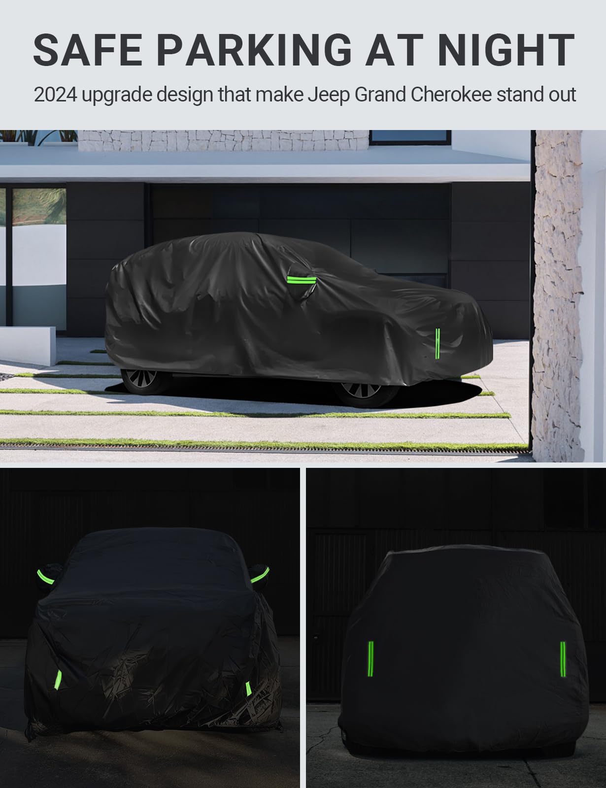 Proadsy 2024 Upgrade Car Cover Compatible With Jeep Grand Cherokee 2011-2024 Windproof All Weather Waterproof Sun Rain Uv Dust Snow Protection Outdoor Covers