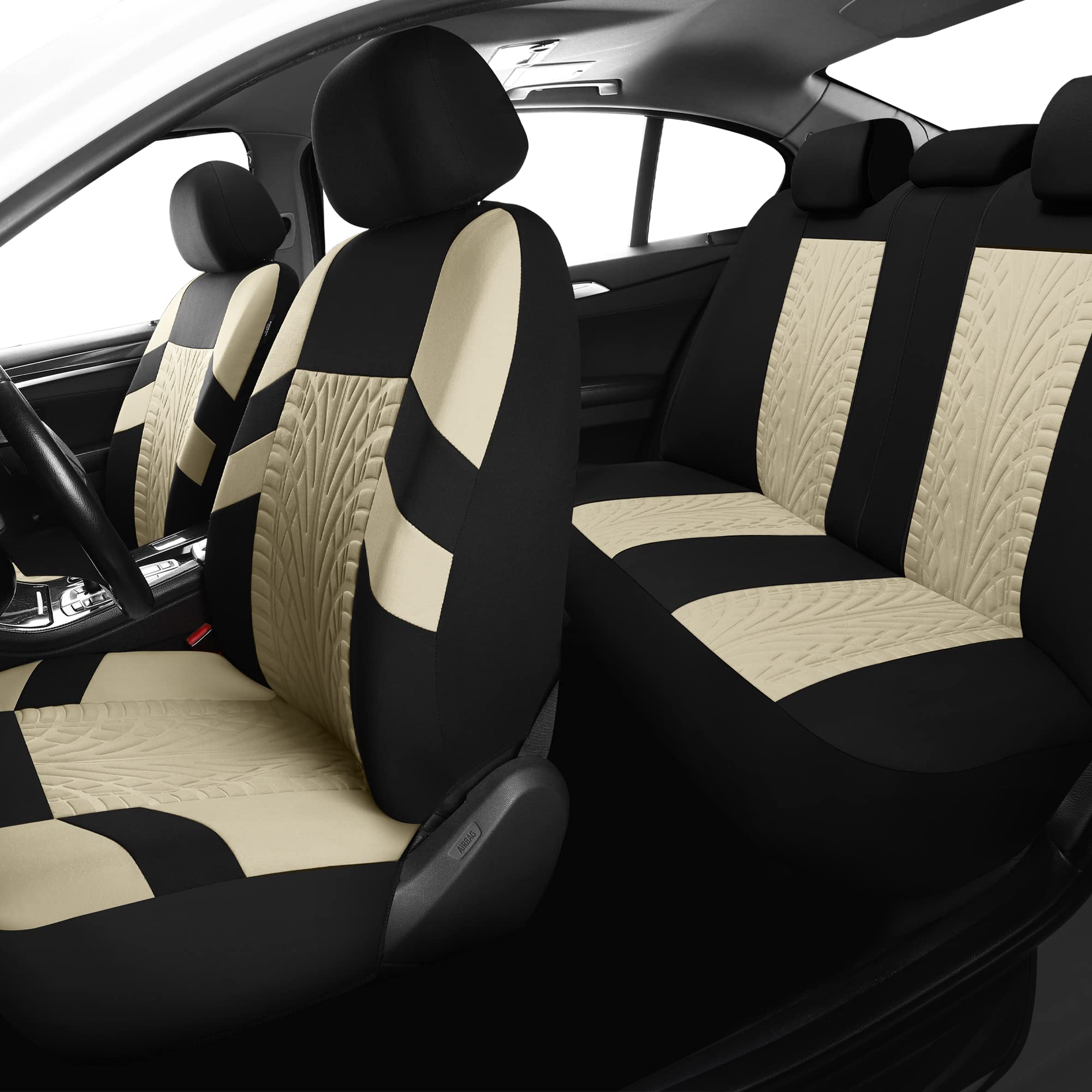 Varcozy Car Seat Covers Full Set, Front Seat Covers & Split Rear Bench Seat Covers For Car, Universal Cloth Seat Covers For Suv,