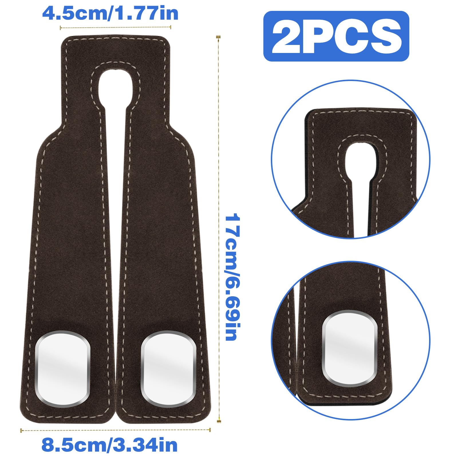 Canipha 2Pcs Car Seat Hooks For Headrest, Double Hook Purse Hook Car Storage Headrest Hooks Car Purse Holder For Car, Applies To