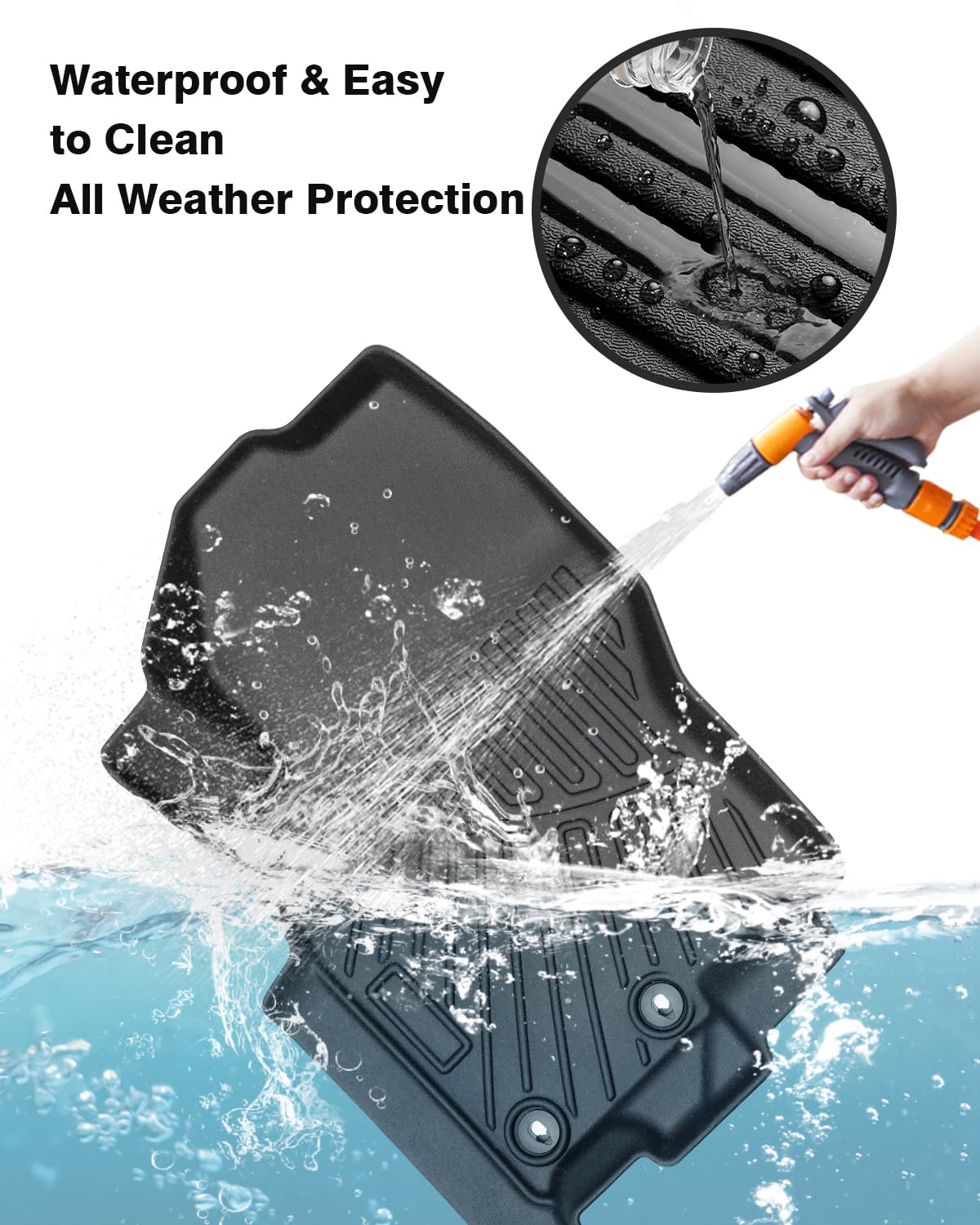 Powerty Floor Mats For 2022 2023 2024 2025 Nissan Frontier Accessories All Weather Floor Liner 3D Tpe 1St & 2Nd Row Floor Mat He