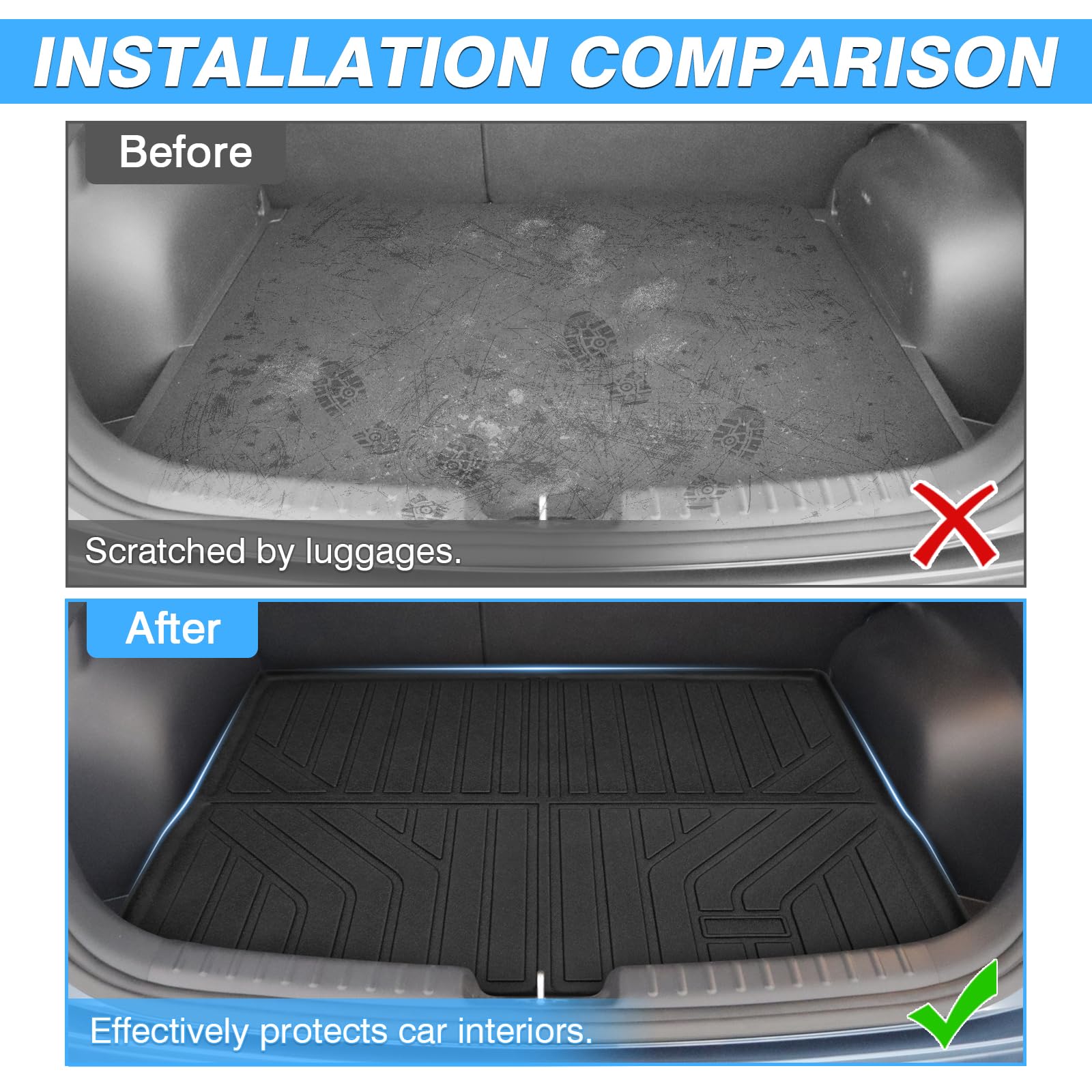 Powerty Cargo Mat Compatible For Kia Niro 2023 2024 2025 (Not For Niro Ev& Niro Plug-In Hybrid Accessories All Weather Cargo Lin