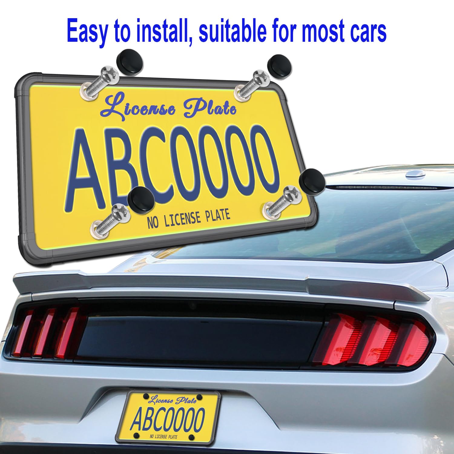 Zxfoog License Plate Frame Cover Combo- Clear Flat Plate Cover & Black Silicone Car Tag Holder, Unbreakable Novelty Protector Fi