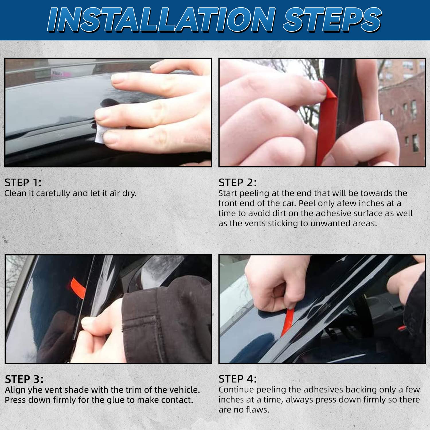 Lqqdp Set Of 4 Jdm 3D Wavy Mu Style Front+Rear Smoke Sun/Rain Guard Outside Mount Tape-On Acrylic Window Visors Compatible With 06-11 Civic 4-Door Sedan