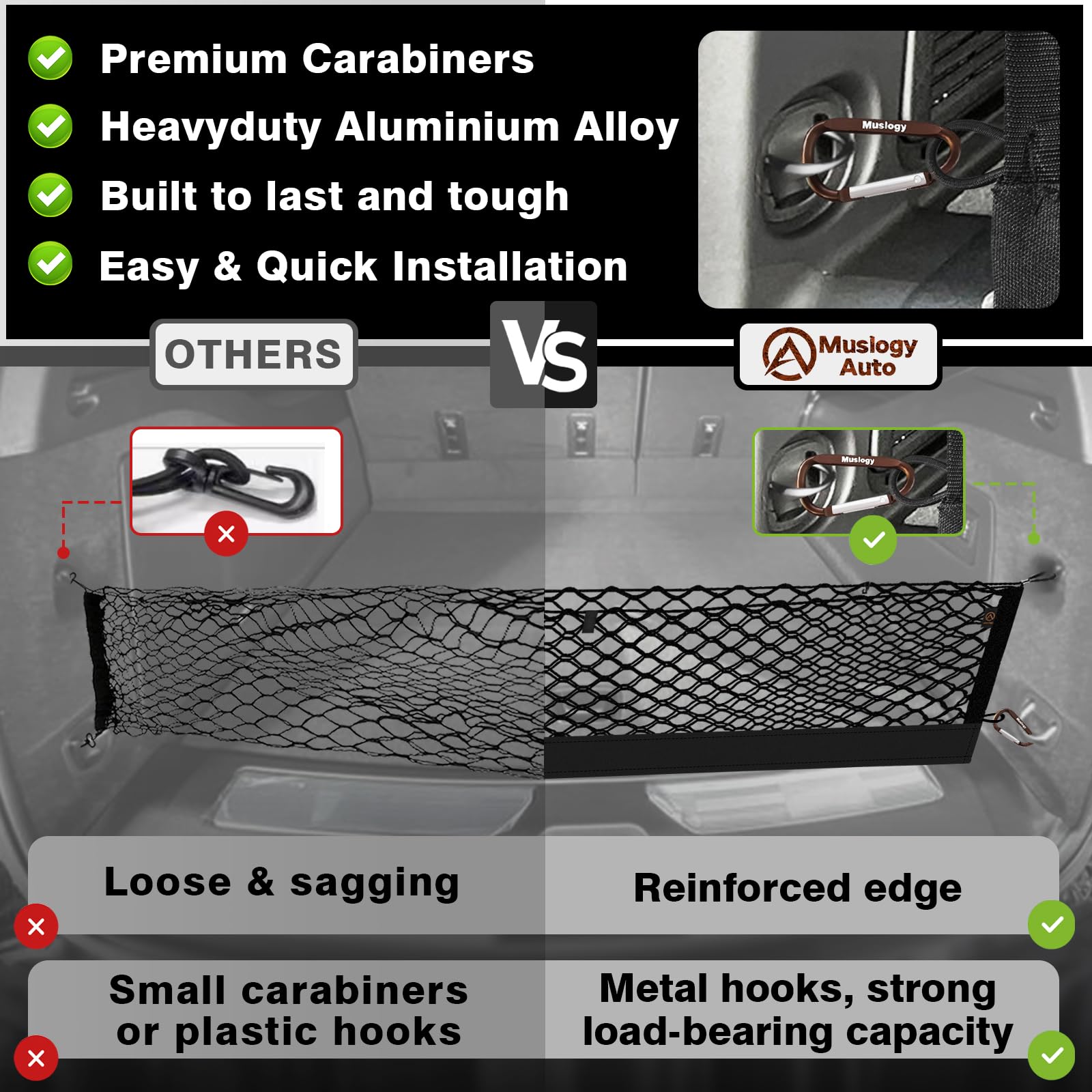 Muslogy Envelope Style Trunk Cargo Net Compatible With 2021-2025 Chevy Suburban&Tahoe, Gmc Yukon&Yukon Xl, Cadillac Escalade Acc