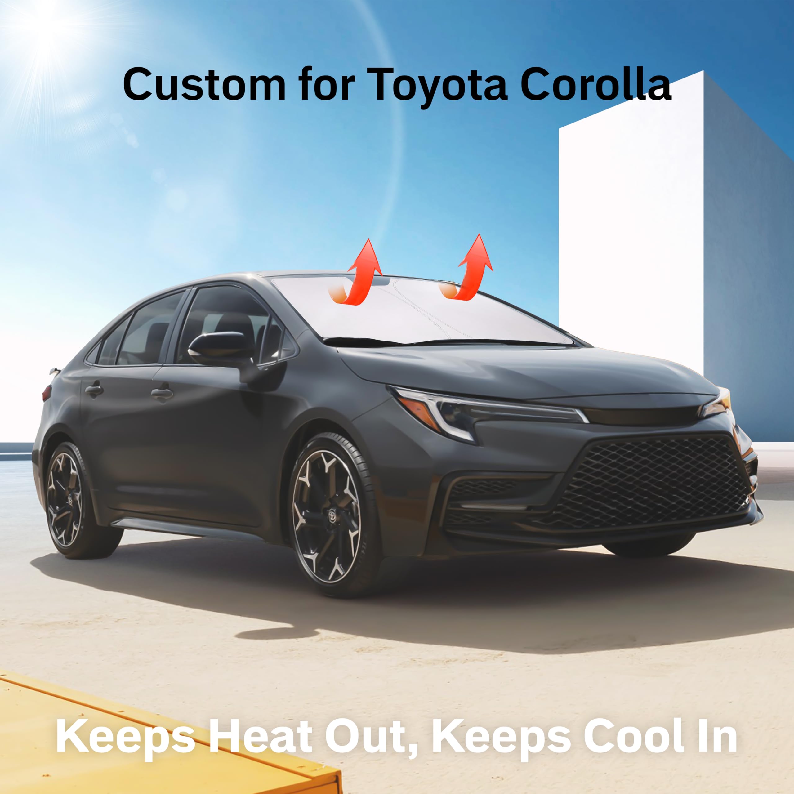 Econour Windshield Sunshade Compatible For Toyota Corolla 2019-2024 2025 Car - 240T Polyester Material Car Sun Visor - Reflector