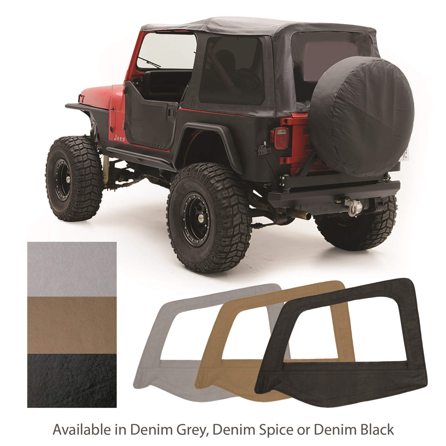 Smittybilt Replacement Soft Top with Tinted Windows and Upper Doorskins (Black Denim) - 9870215
