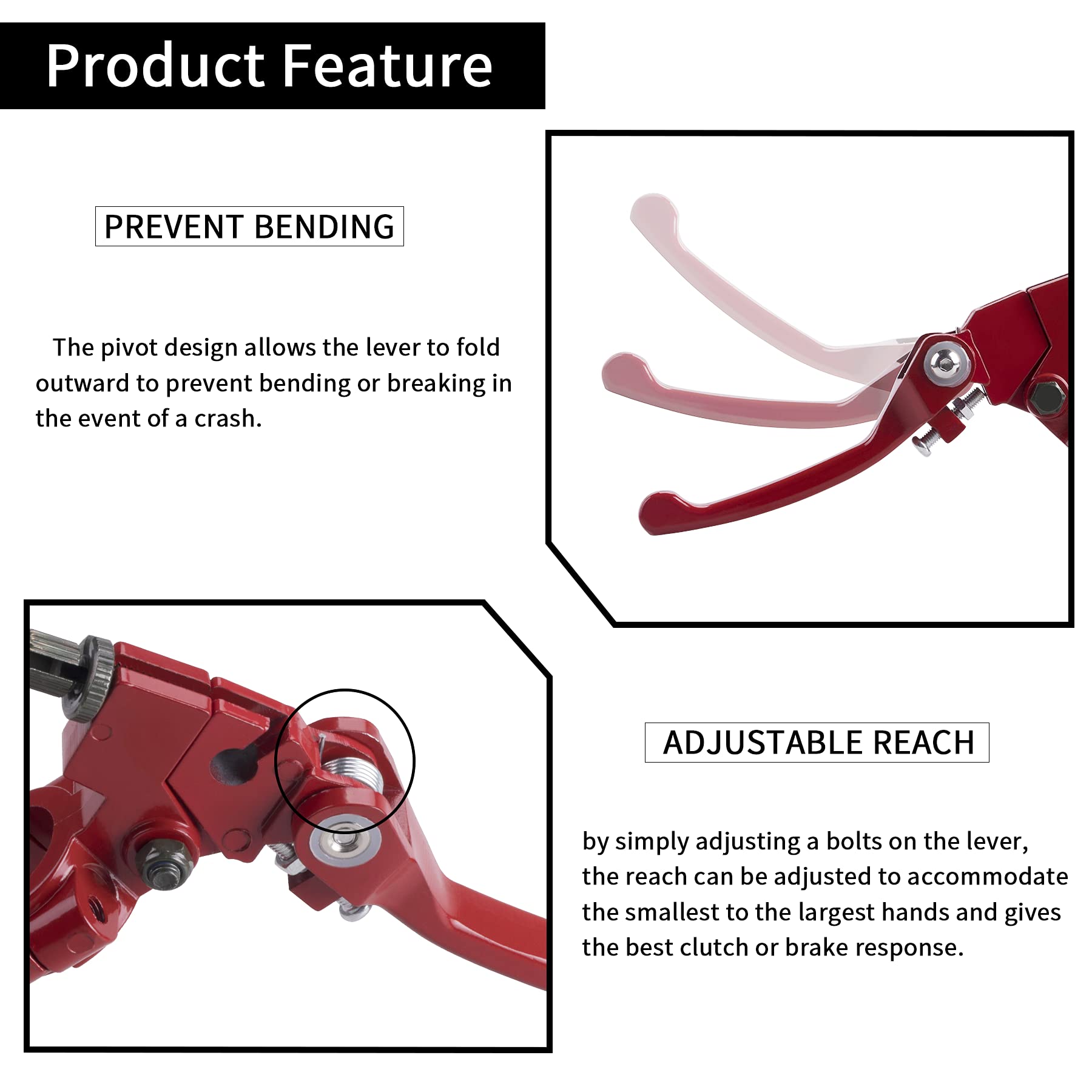 Cncmotok Red Folding Aluminum Clutch Brake Lever For 22Mm 7/8 Inch Handlebar 110Cc 125Cc 140Cc Ttr 125Cc Ssr Xmotos Apollo 125 Pit Dirt Bike Motorcycle