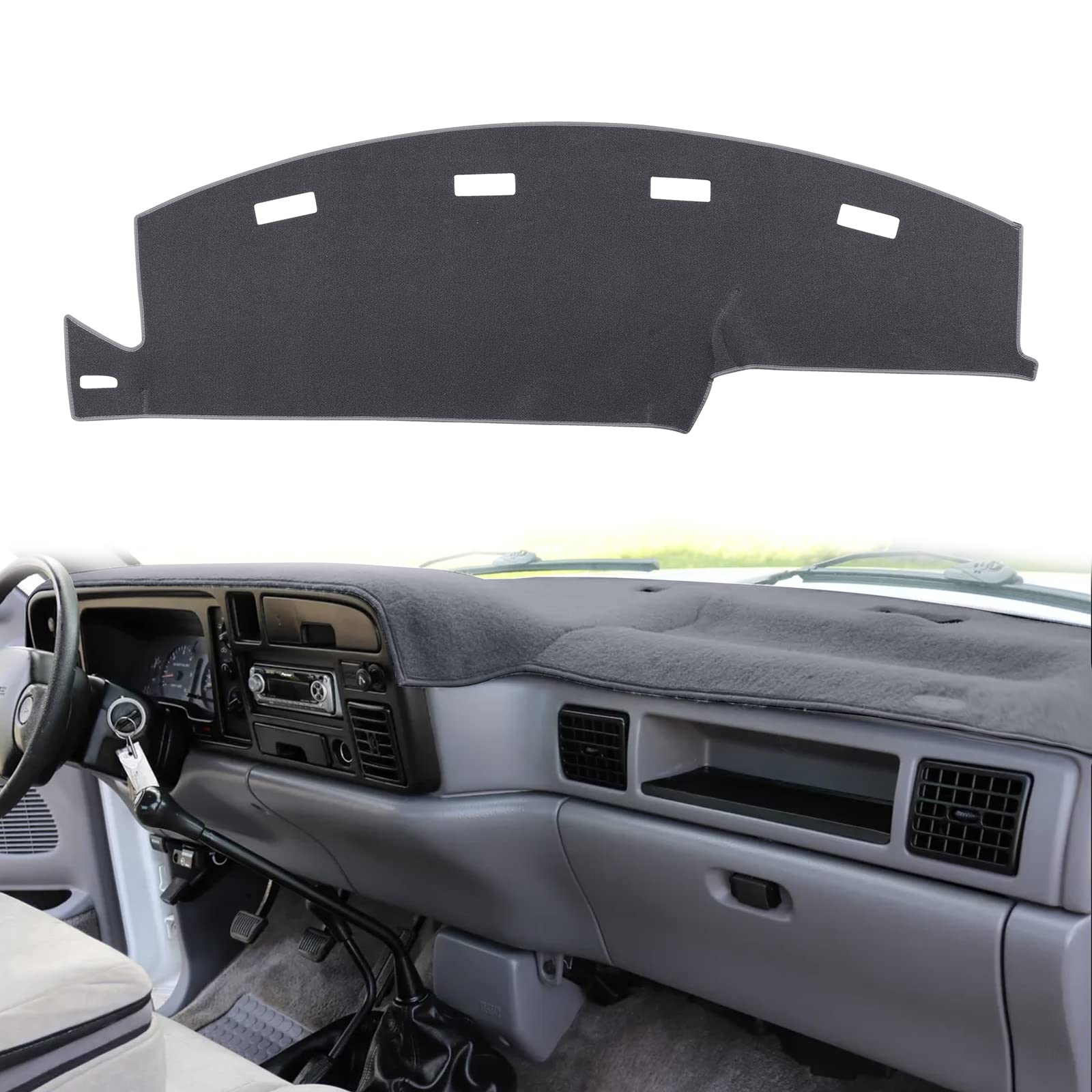Hanlanka Dashboard Cover Dash Cover Mat Pad Custom Fit For Dodge Ram 1500 2500 3500 1994 1995 1996 1997 (Ram 94-97, Gray)