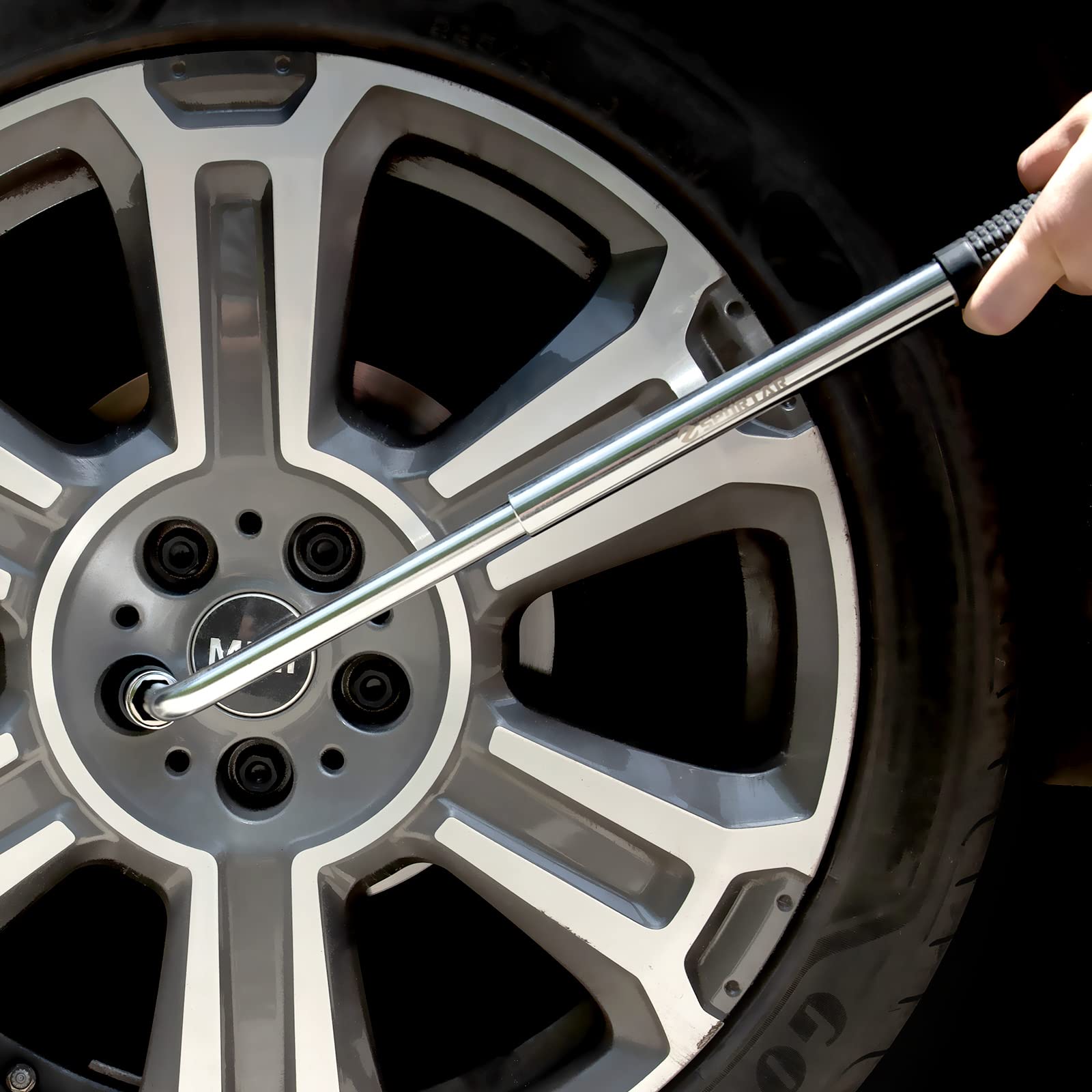 Spurtar Telescoping Lug Wrench Extendable Wheel Brace Lug Nut Wrenchs Tire Repair Tools Wheel Nut Remover 1/2 Drive With 17/19Mm