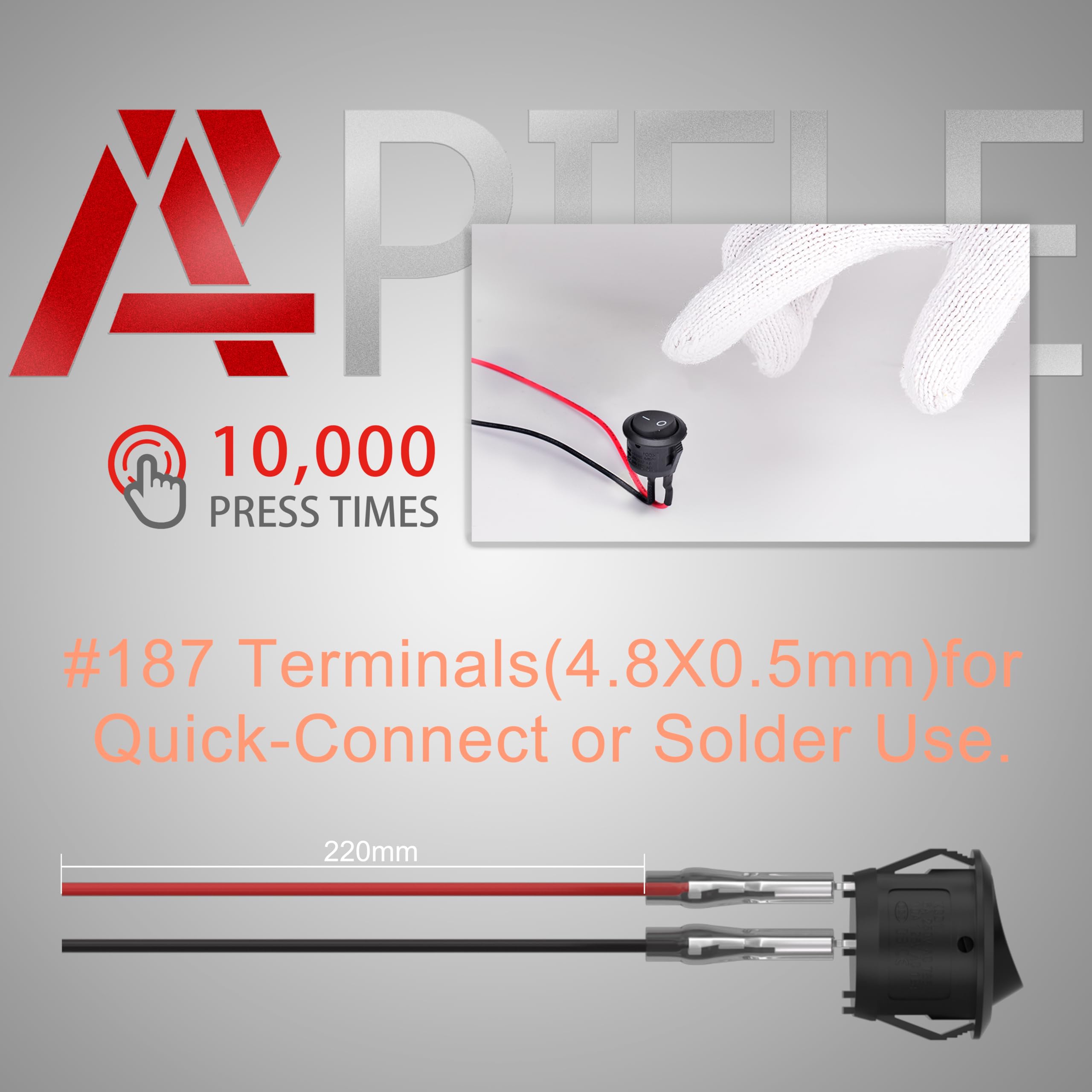 Kcd1 Mini Round Toggle Switch Spst 2Pin Snap-In Design Car Boat Automotive With Wires Pre-Wired (Kcd1-5-101-C-5)