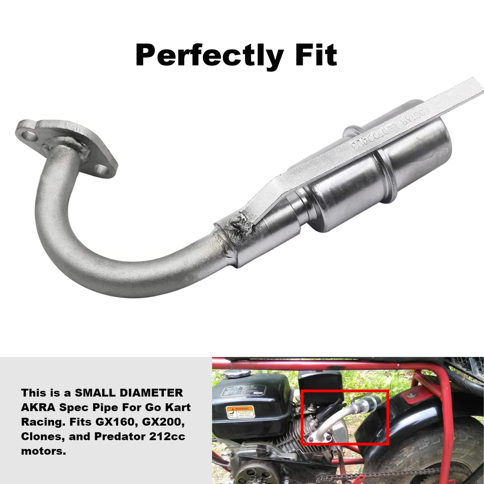 MGWILL Exhaust with Muffler for Predator 212cc GX160 GX200 Go Kart & Mini Bikes - Durable Go Kart Exhaust System
