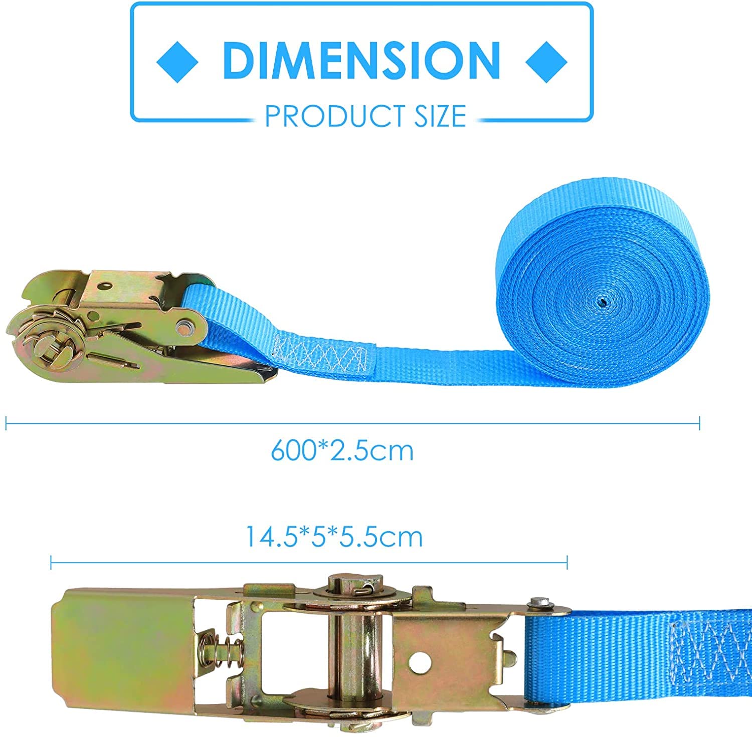 Tlgreen 10 Pcs 1' X 20' Ratchet Staps, Luggage Tie Down Straps, No Hook, Ratchet Straps Heavy Duty,1760 Break Strength Endless Ratchet Straps, Tie-Down Straps For Motorcycles, Trailer, Kayak, Blue