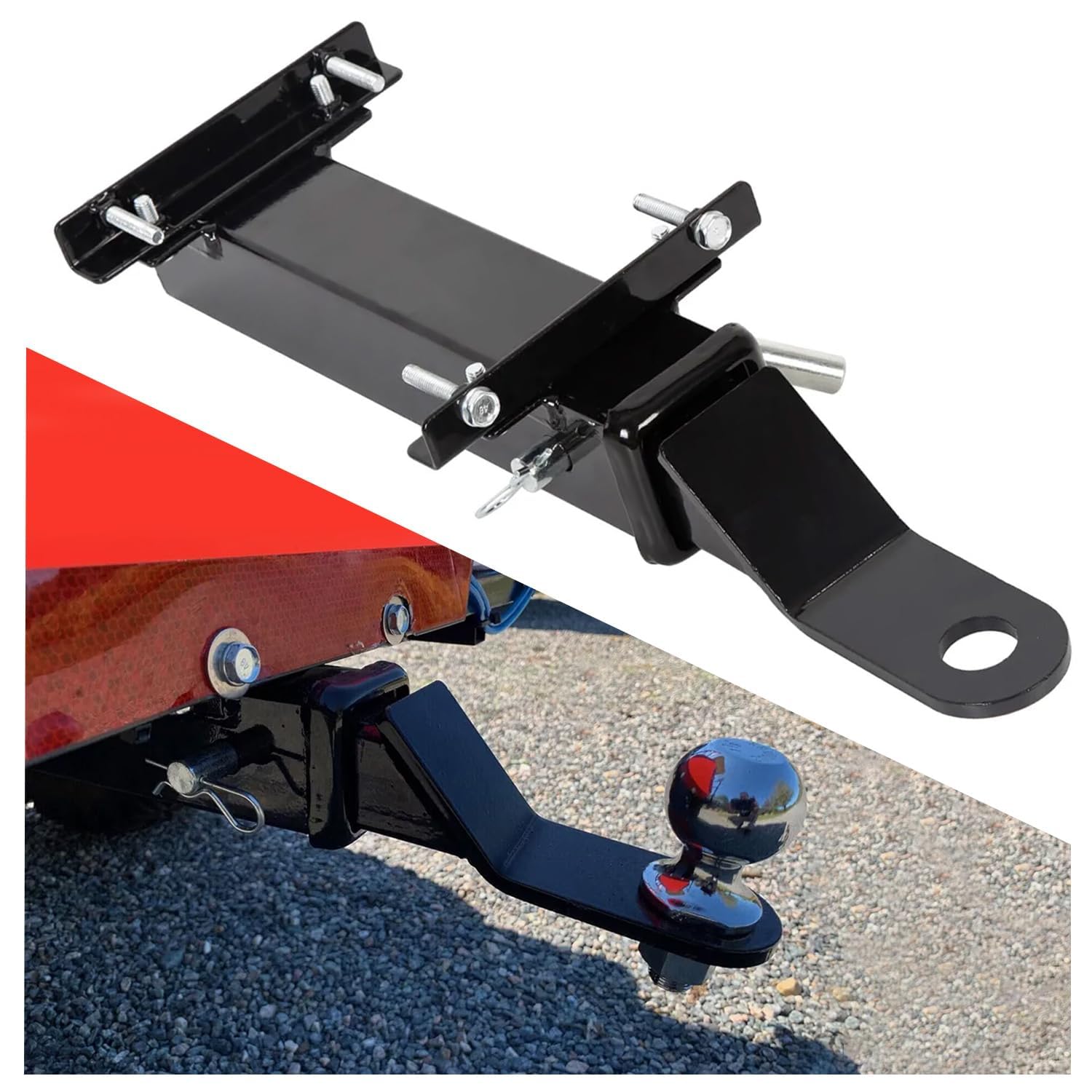 KUAFU Universal Trailer Hitch Compatible with EZGO Club Car Yamaha Golf Cart w/2 Receiver for Backseat Footrest Black