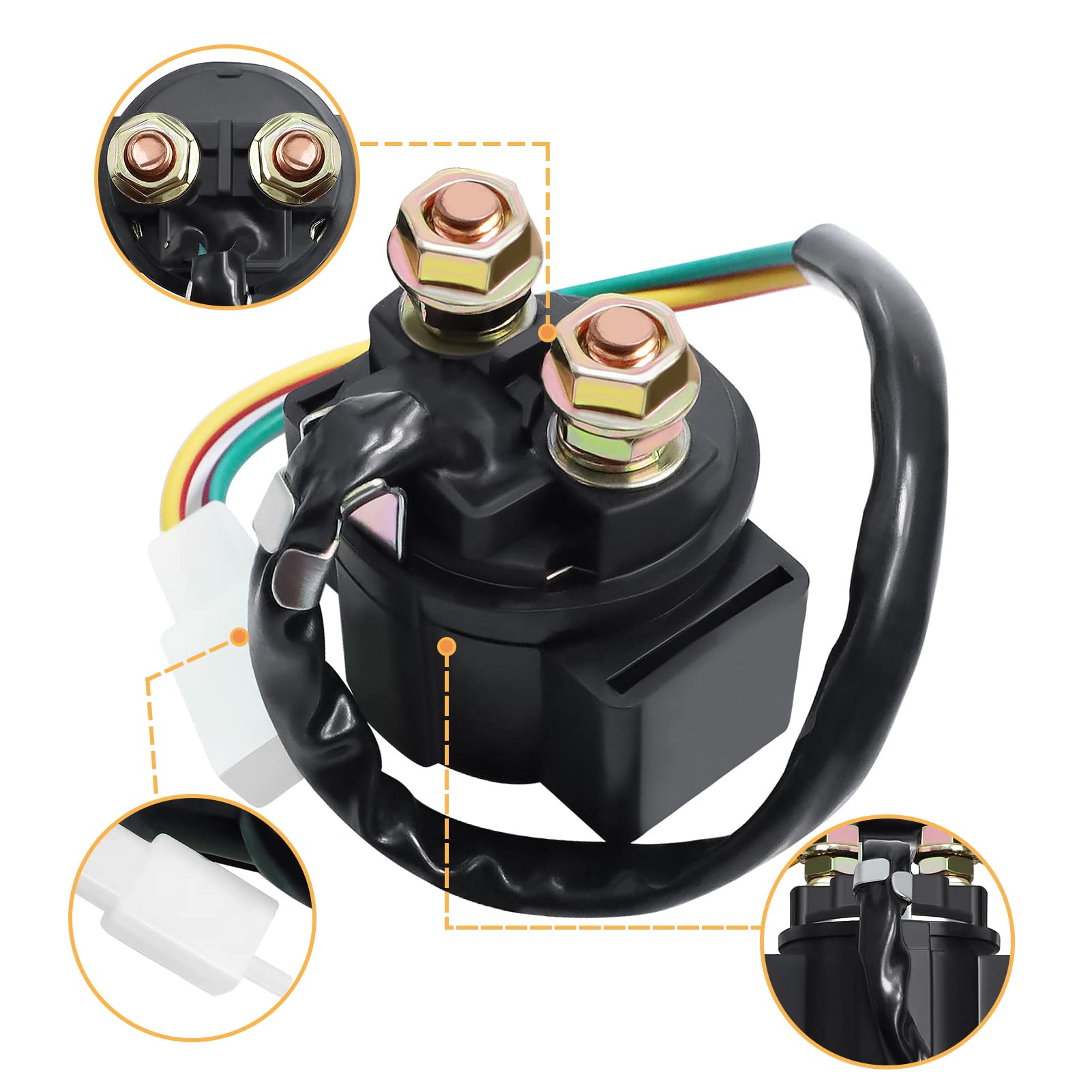 Cyleto Motorcycle Parts Gy6 Starter Solenoid Relay For 4-Stroke Engine 50Cc 150Cc 200Cc 250Cc Atv Dirt Bikes Scooters Go Kart Dne Buggys Quad 4 Wheelers Pit Bike Moped Roketa Ssr Tao Tao Sunl Coolster