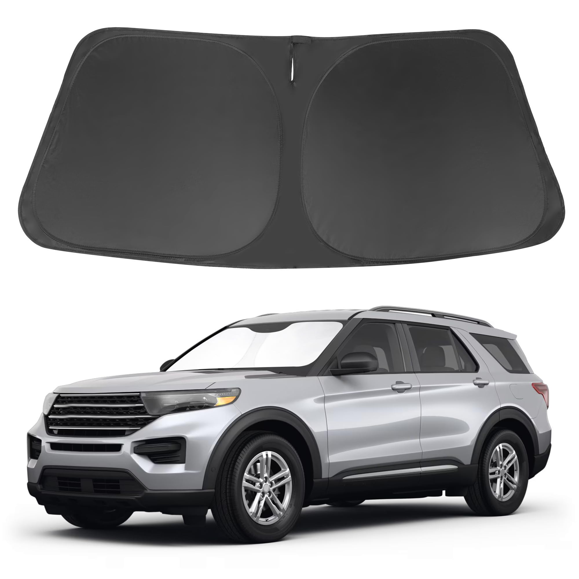 Windshield Sun Shade Fit For 2020-2024 2025 Ford Explorer Suv, St Xlt, Limited, Platinum Accessories Foldable Sunshade Sun Visor