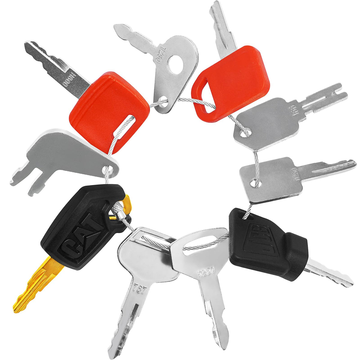 10 Heavy Construction Equipment Keys Master Set, Replacement Ignition Key Fits Cat Caterpillar Case Jd John Deere Kubota Komatsu