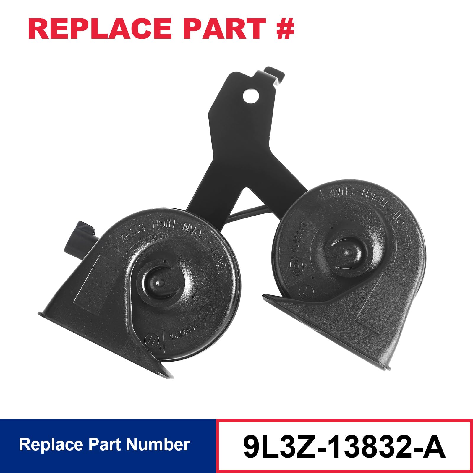 Horn Assembly with Bracket Compatible with 2009-2014 Ford F150 Replaces# 9L3Z-13832-A