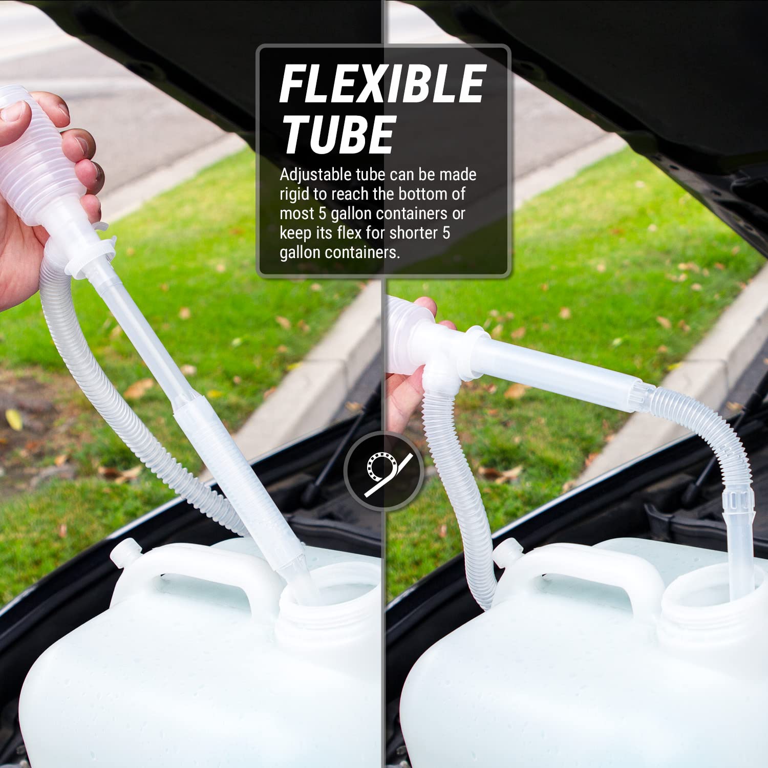 TERA PUMP Versatile Flexible Siphon Pump | Manual BPA-Free Water, Beer, Wine, Gas Hand Fuel Pump for Kerosene, Oil and more