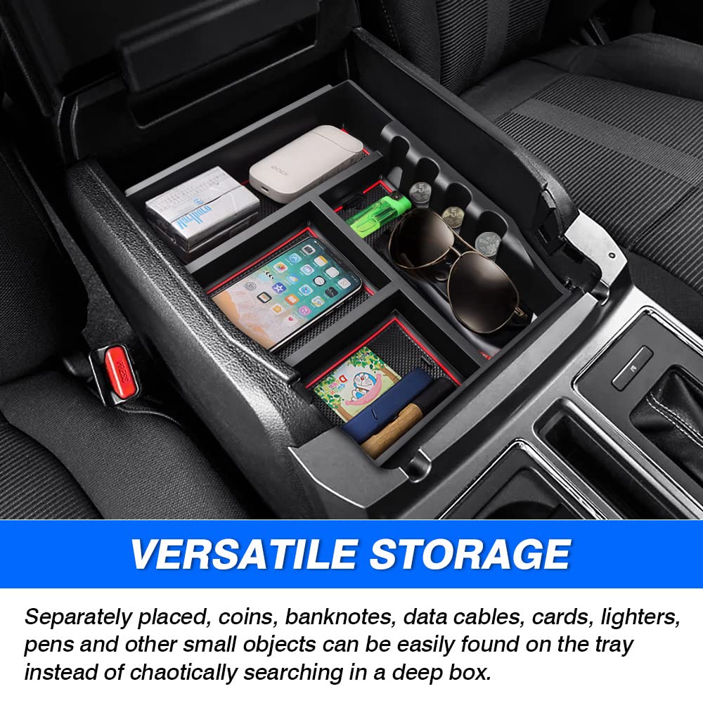 Autorder Compatible With Center Console Organizer Ford F-150 F150 2021 2022 2023 Accessories Armrest Box Secondary Storage Box I