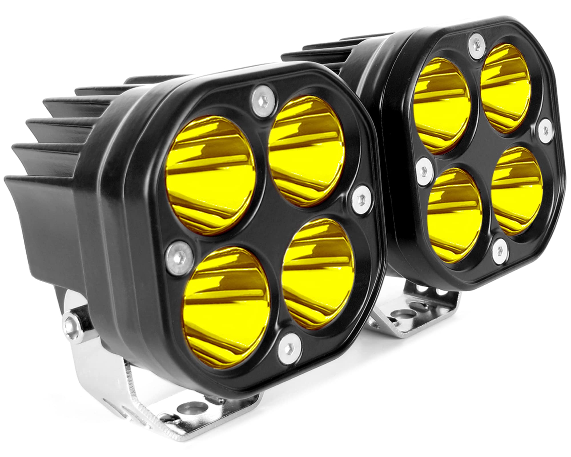 Sufemotec Yellow Led Pods Lights 3Inch 40W Led Driving Off Road Lighting 12V 24V Spot Cube Light Bar For 4Wd Pickup Trucks Boat