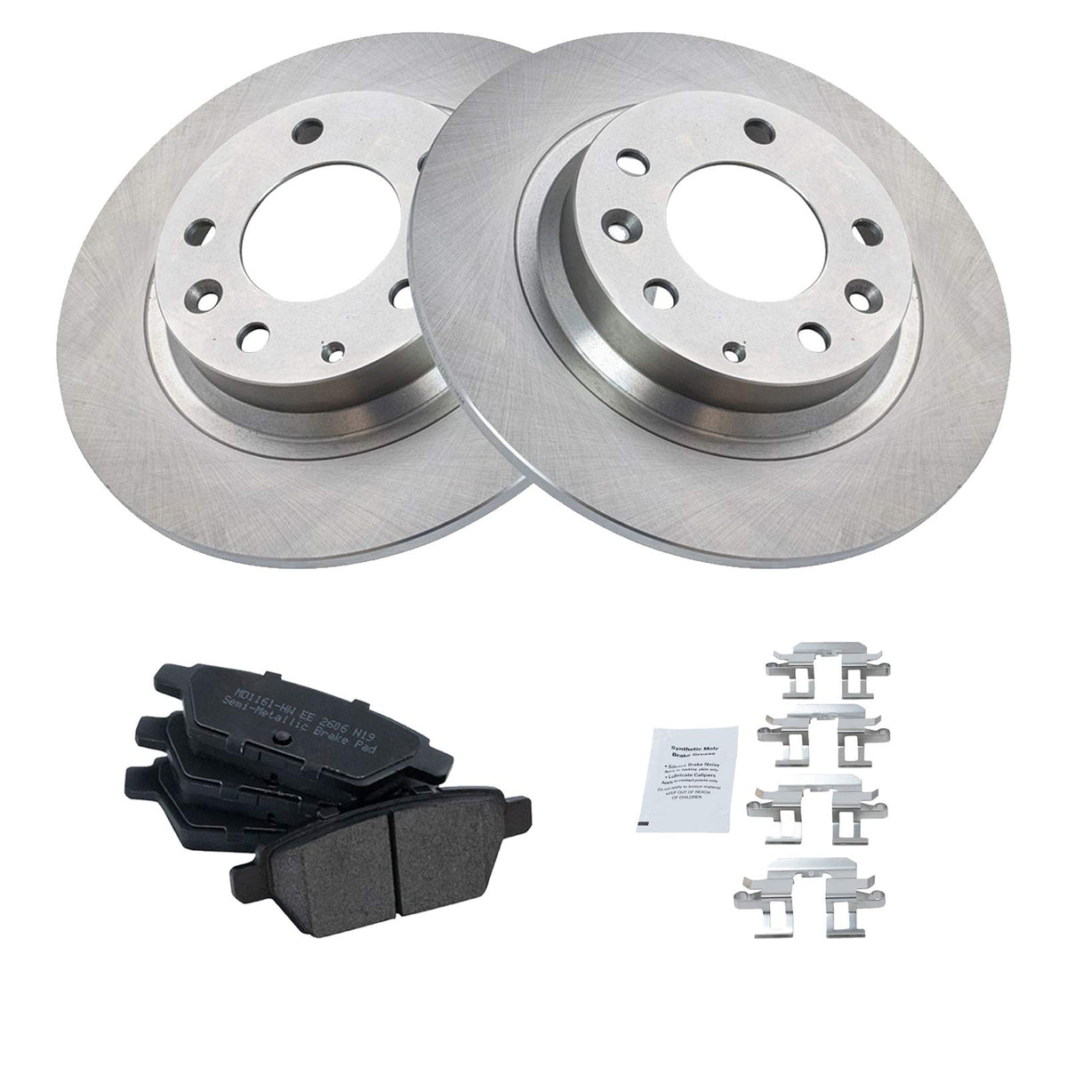 Trq Rear Brake Pad & Rotor Kit Brake Pads Brake Rotor Semi-Metallic Compatible With 2006-2012 Ford Fusion 2007-2012 Lincoln Mkz