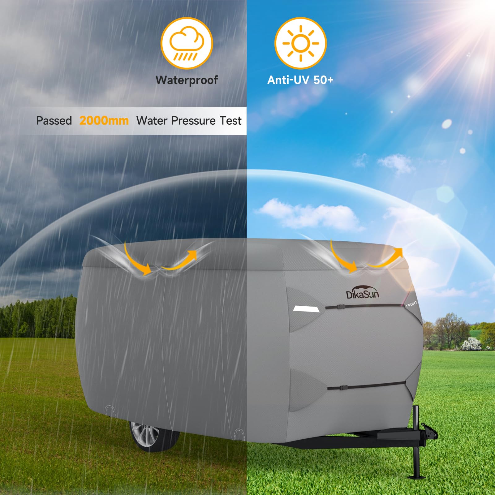 Travel Trailer Cover, 7 Layers Fiberglass Camper Rv Cover (Fits 13' - 16' Trailers), Tear Resistant Waterproof Motohome Trailer