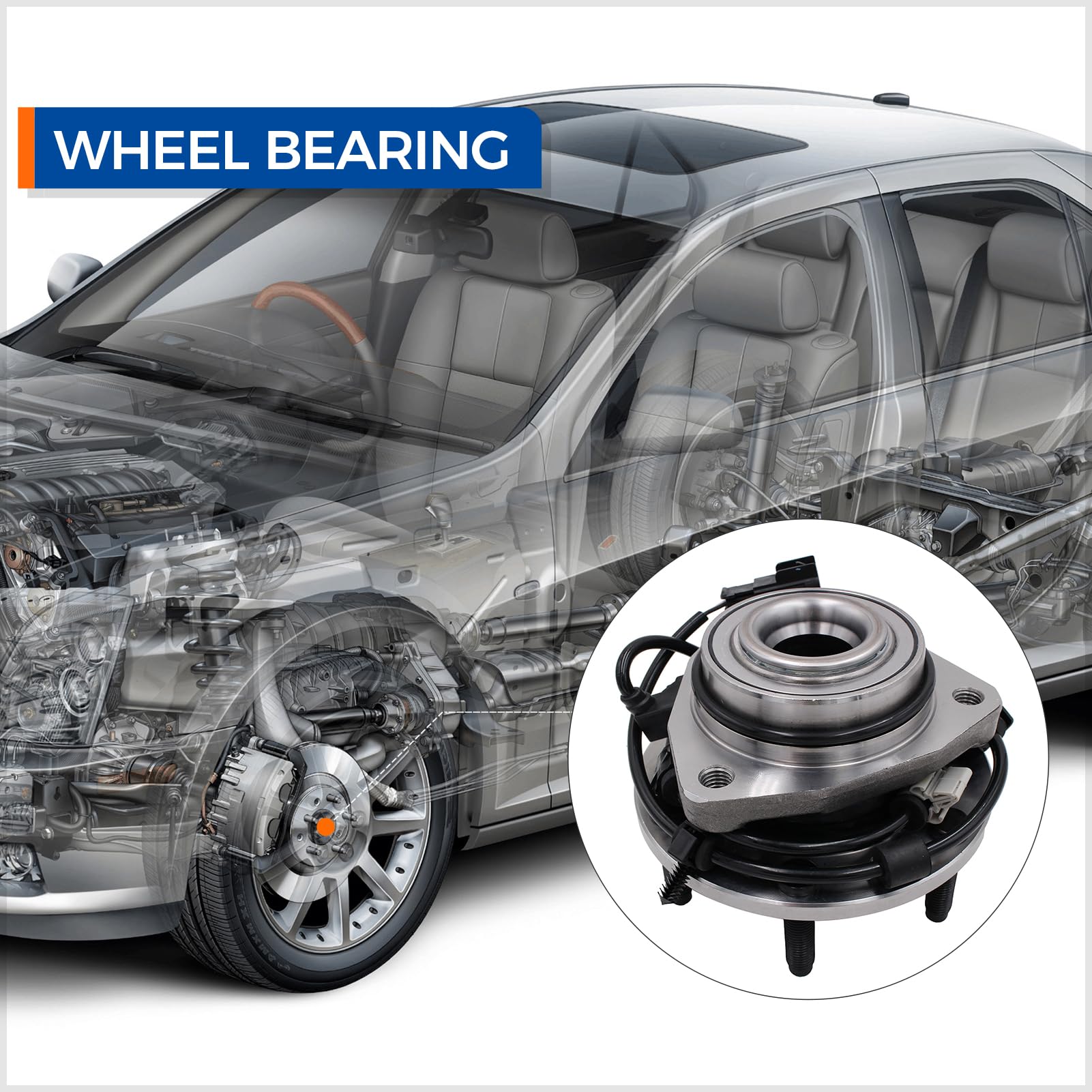 Parod 2Pcs 513188 Front Wheel Hub Bearing Assembly Fit For 04-07 Buick Rainier, 03-06 Chevy Ssr, 02-09 Trailblazer,Gmc Envoy, 02-06 Ext, Xl, 04-05 Xuv, Isuzu Ascender, Oldsmobile Bravada, Saab 9-7X