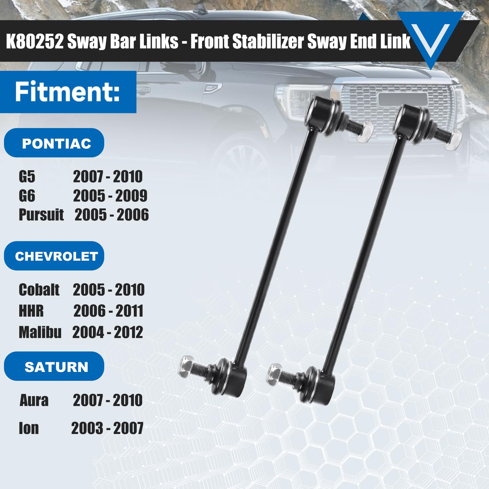 K80252 Sway Bar Links Fit For Chevy Cobalt 2005-2010 Hhr 2006-2011 Malibu 2004-2012 Pontiac G5 2007-2010 G6 2005-2009 Pursuit 20