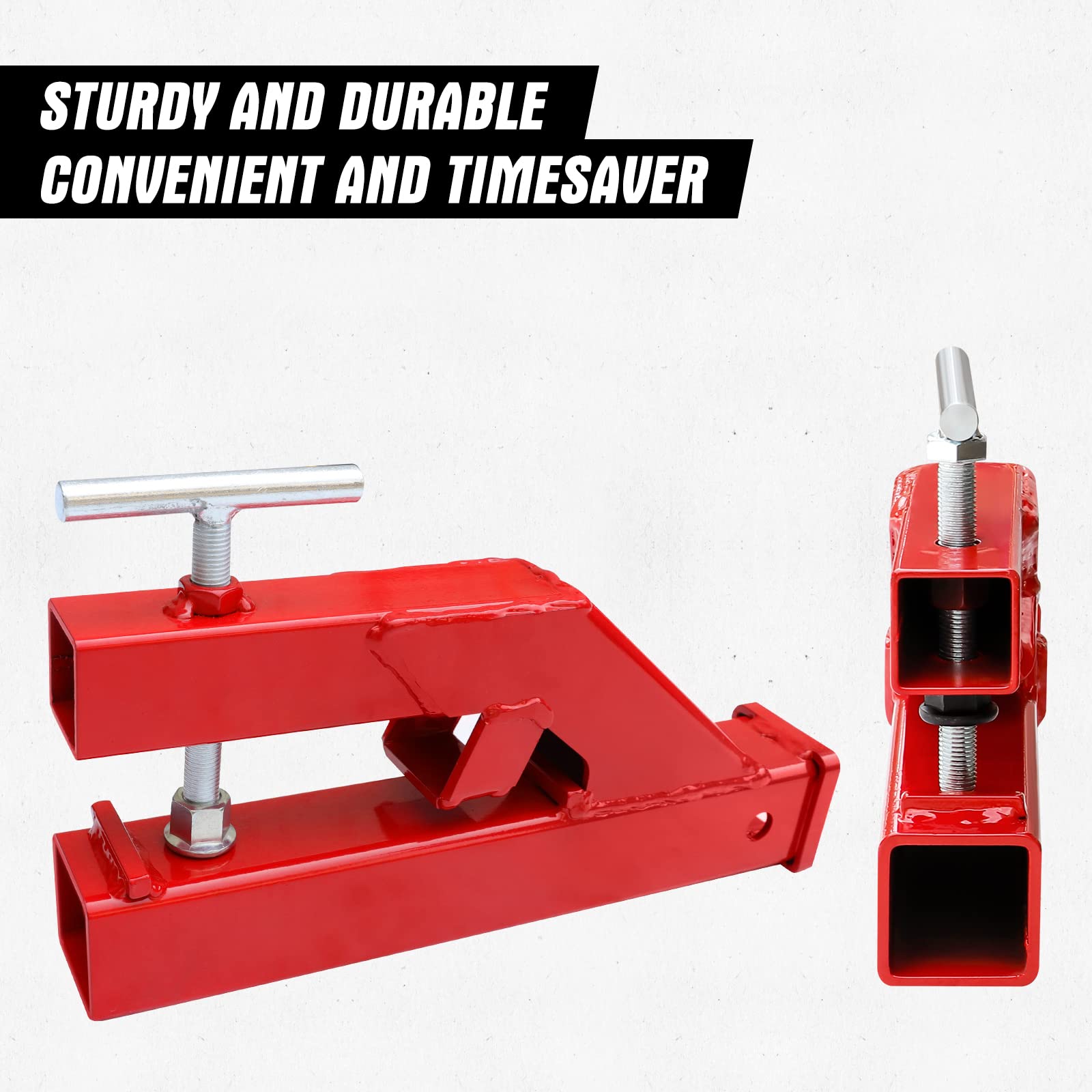 AIWARGOD Clamp On Trailer Hitch Receiver Bucket Hitch for Tractor 2'' Ball Mount Adapter Compatible with Deere Bobcat Bucket, Re
