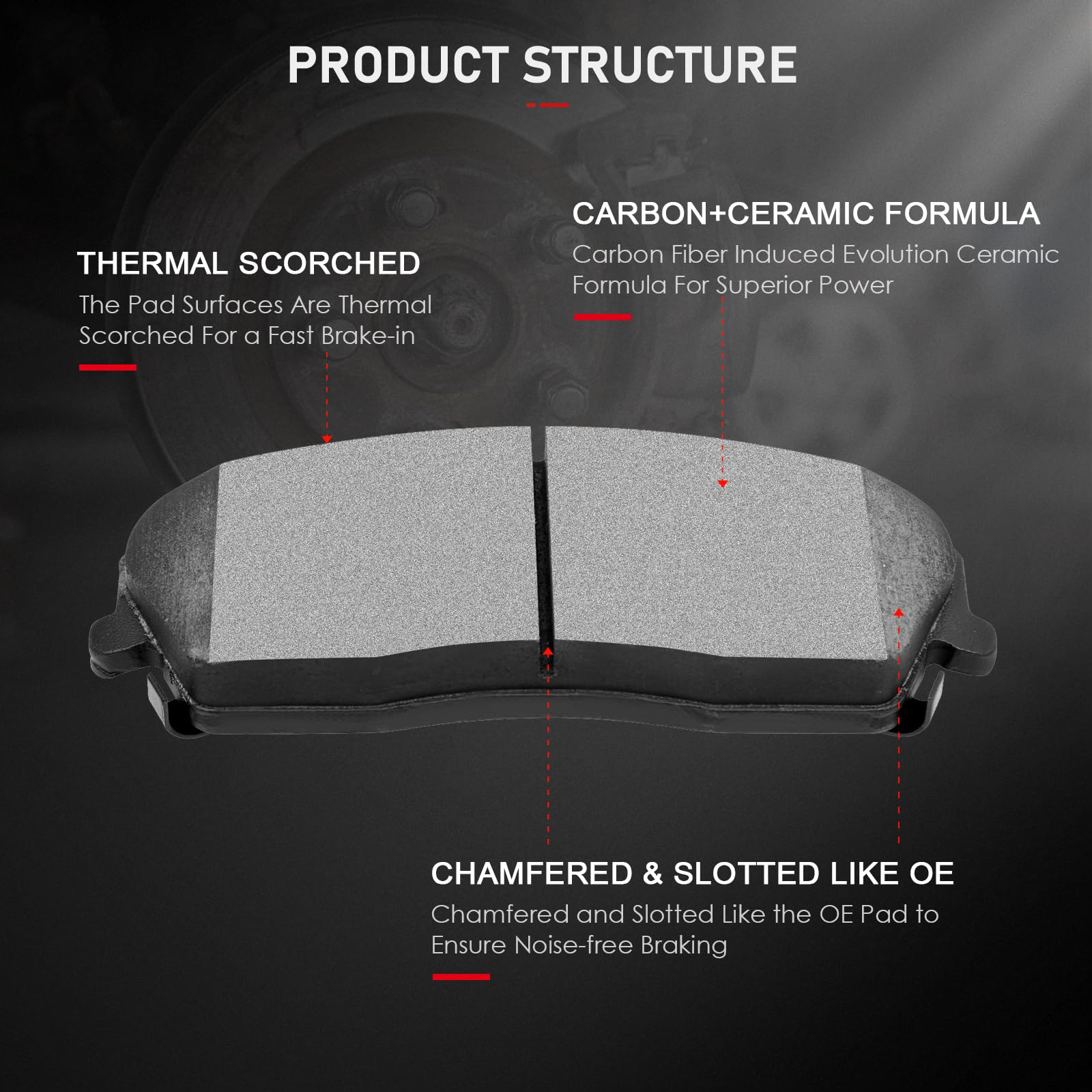 Cciyu D1056 4Pcs Front Ceramic Brake Pads Kits 2005-2019 For Chrysler 300,2009-2019 For Dodge Challenger,2006-2019 For Dodge Cha