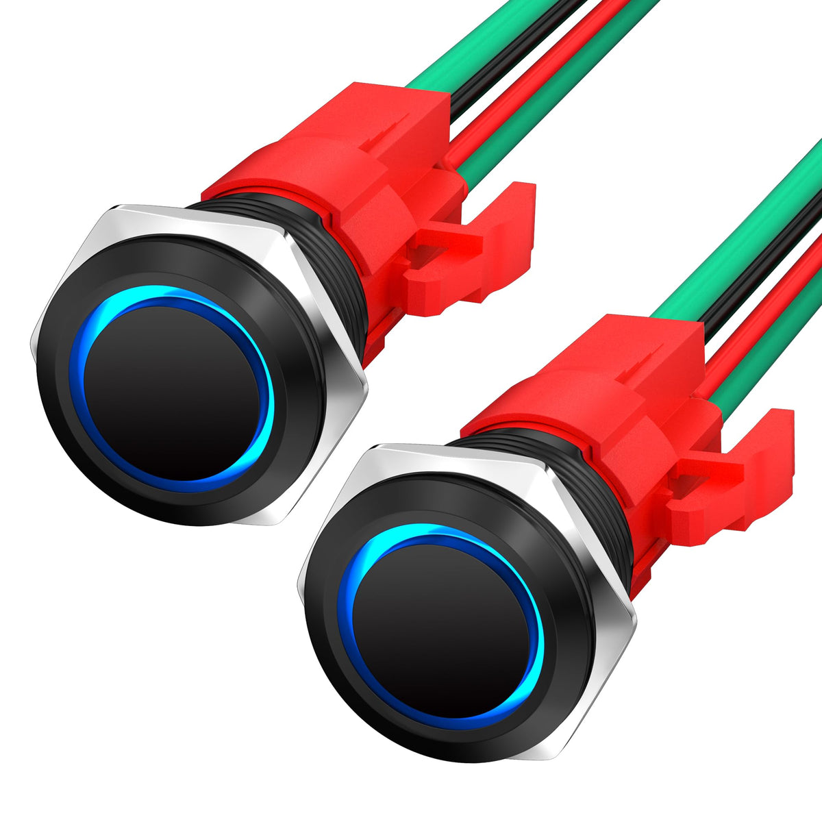 Joinfworld 12V 20 Amp Heavy Duty Latching Push Button Switch Waterproof On Off Switch 16Mm Pushbutton Switch 12 Volt Blue Led Wi