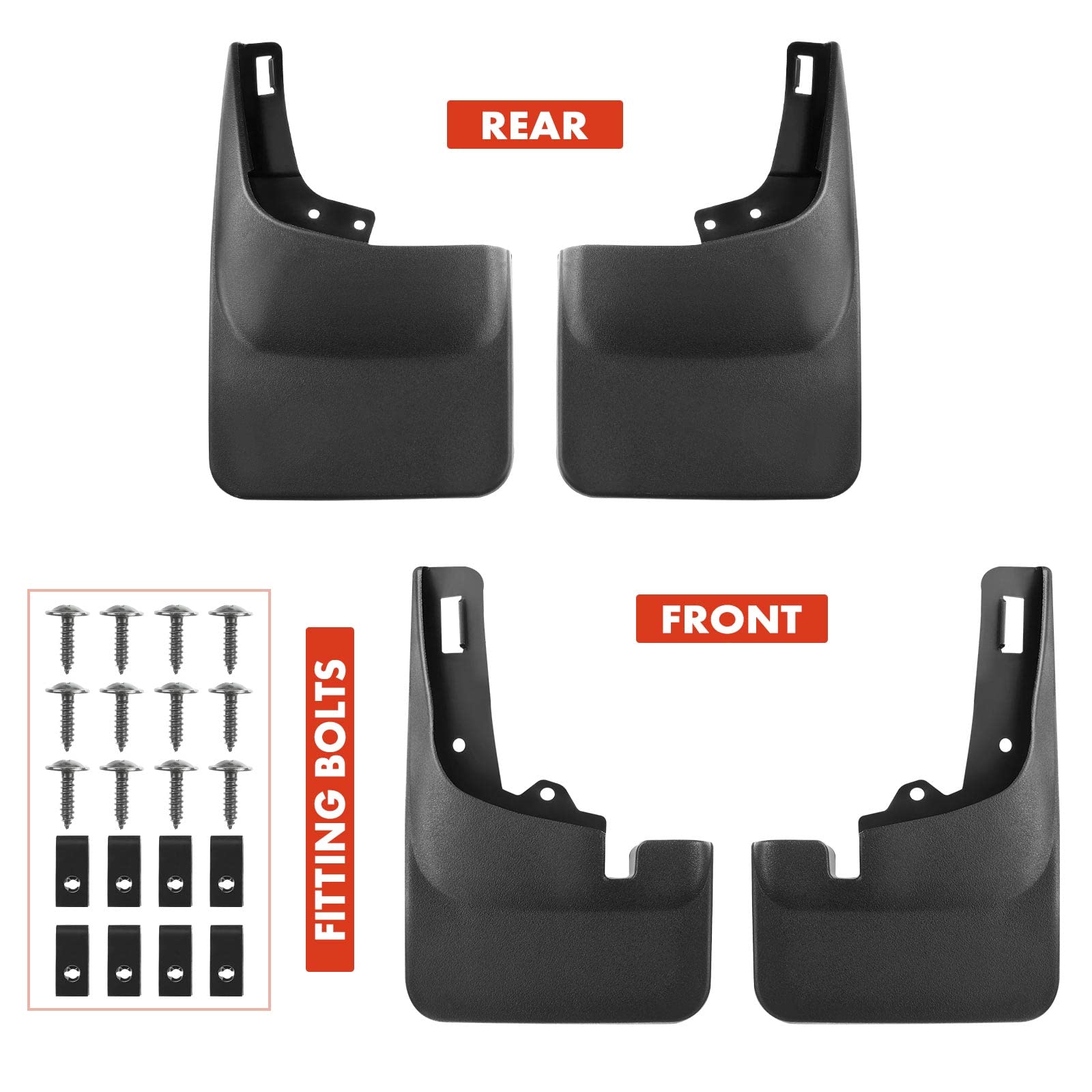 A-Premium Set of 4PCS Mud Flaps Splash Guards Mudguards Mudflaps with Hardware Kits Accessory Compatible with Ford F-150 2021 2022, Pickup, Without Fender Flares, Front LH RH and Rear LH RH