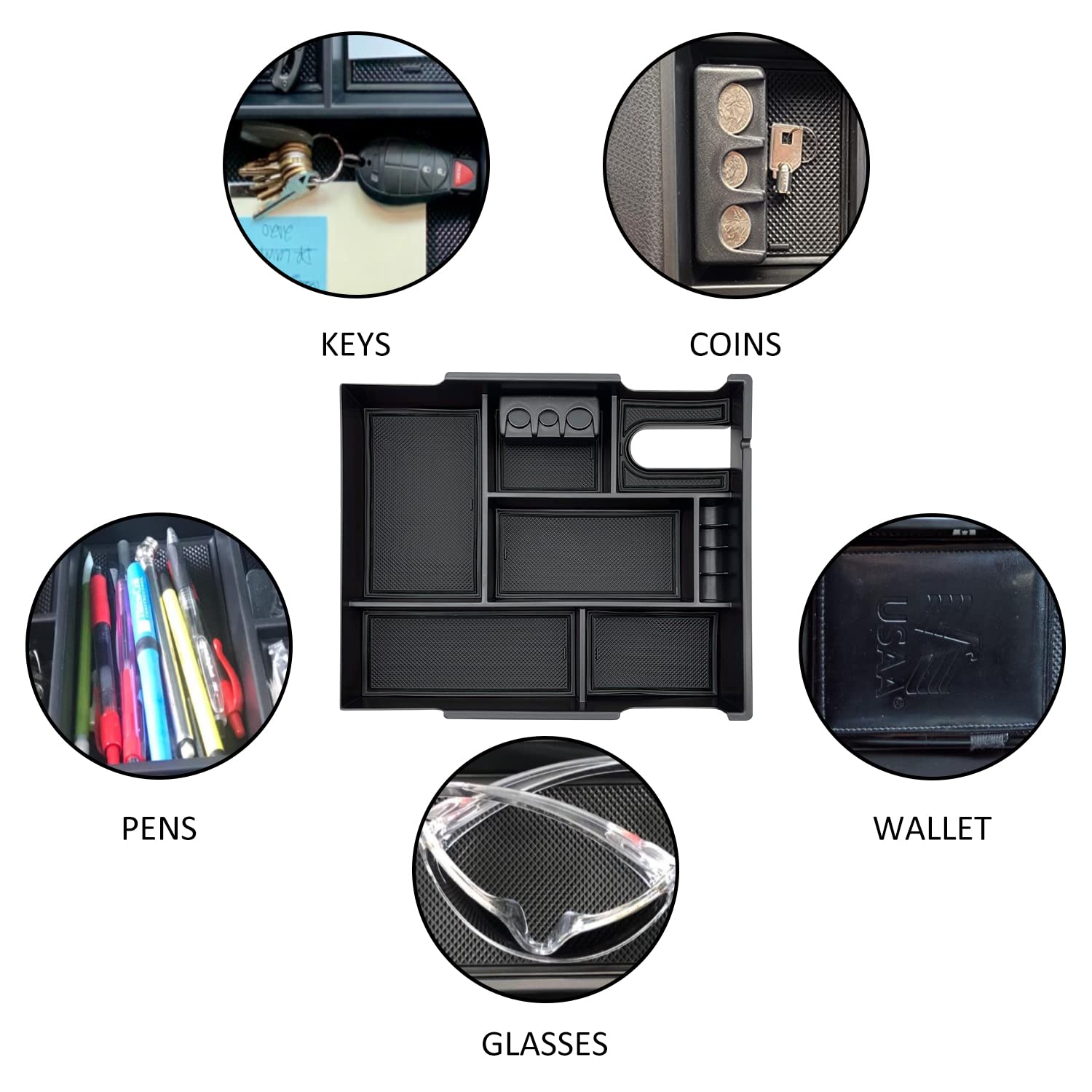 Jojomark Compatible With Toyota Tundra Accessories Center Console Tray Organizer For Tundra 2014-2020 2021 Insert Abs Armrest Bo
