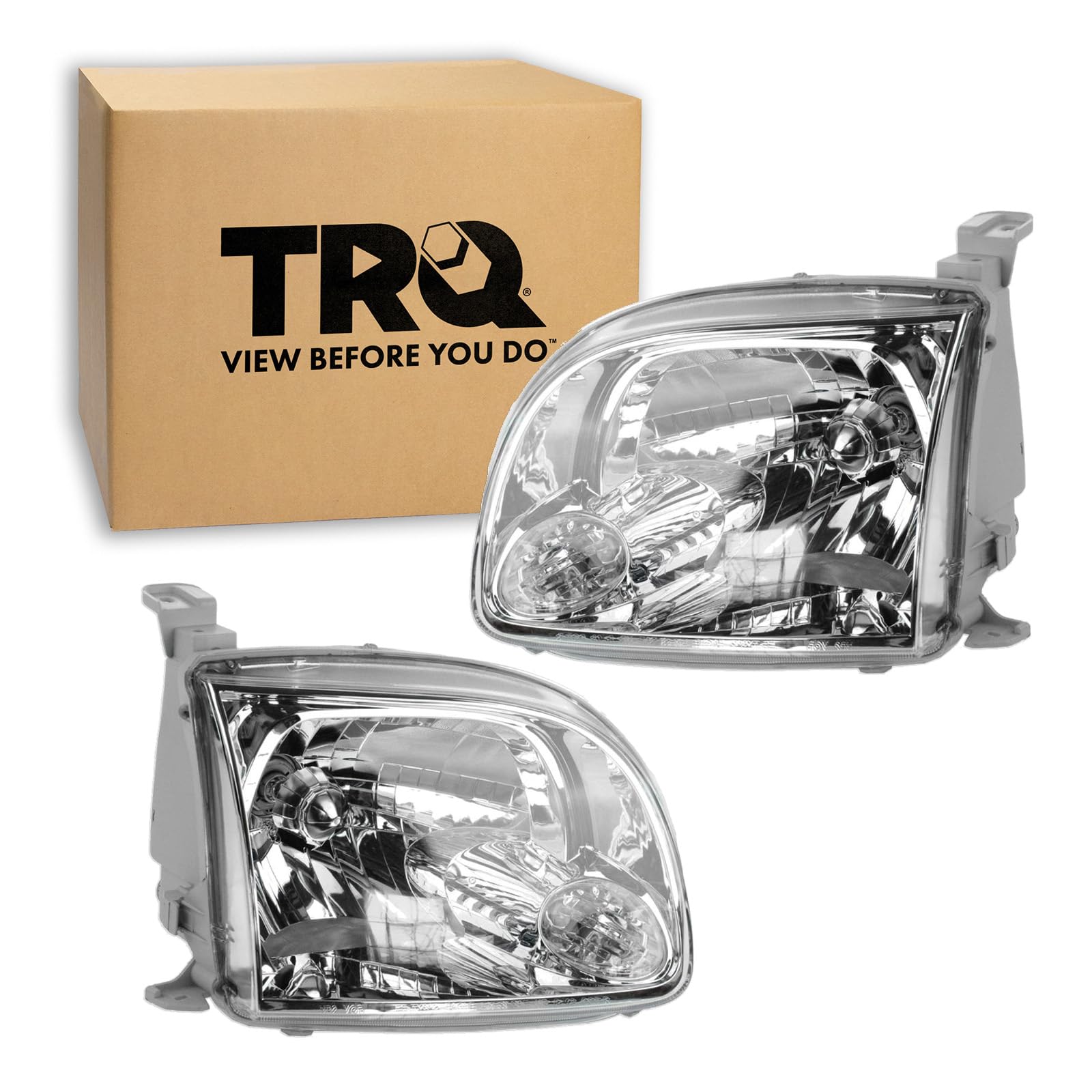 Trq Driver & Passenger Side Headlight Assembly Set Headlights Driver & Passenger Side Compatible With 2005-2006 Toyota Tundra To