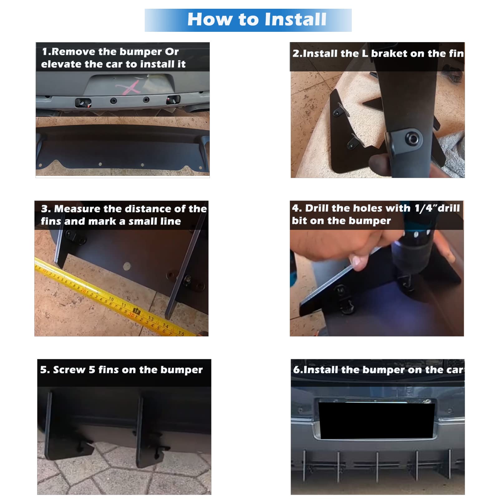 Rear Diffuser V3 5 Fins Set For Dodge Challenger 2015-2024 Stock Rear Bumper, Red Rear Bumper Diffuser Shark Fins