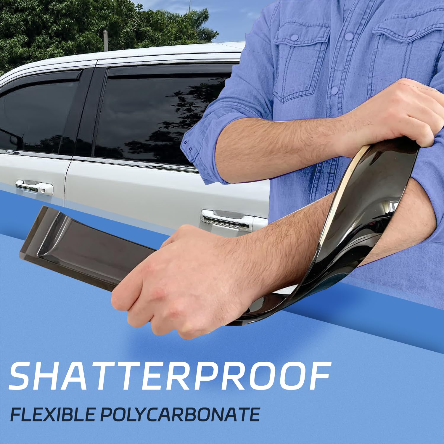 4 Pcs Rain Guards Fit For 1999-2016 Ford F250 F350 F450 F550 Supercrew Super Duty Truck (4 Full Doors), Outside Mount Side Windo