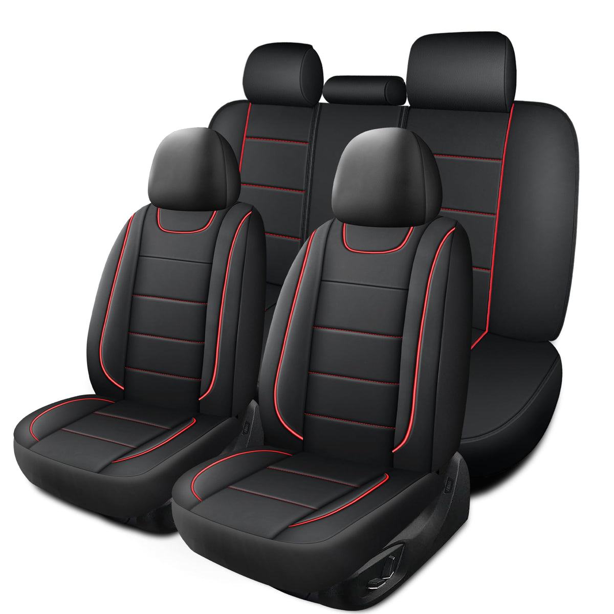 HChengkikz Car Seat Covers, Quilting Leather Seat Covers Full Set, Waterproof Faux Leather Automotive Seat Covers for Cars, Univ