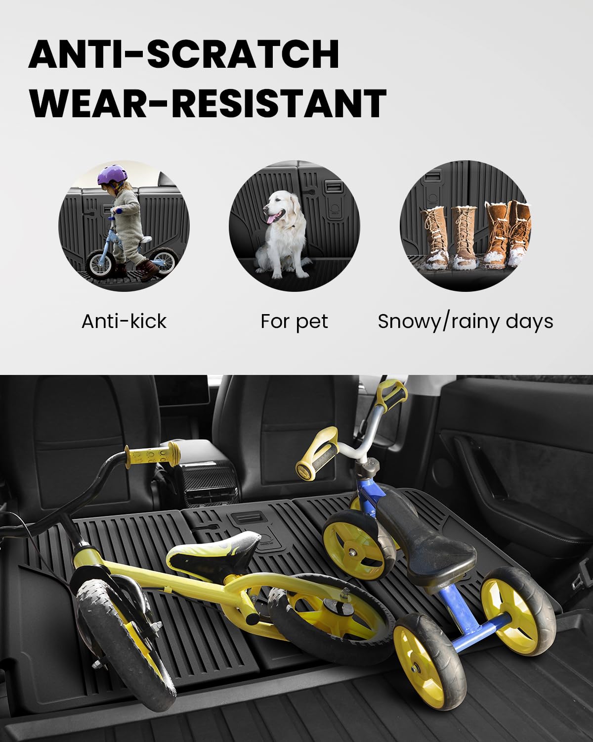 LASFIT Rear Back Seat Protector Fit for Tesla Model Y 2025 2024 2023-2020, TPE Second Row Seats Back Cover, Waterproof Backrest Mats Accessories, 3 PCS