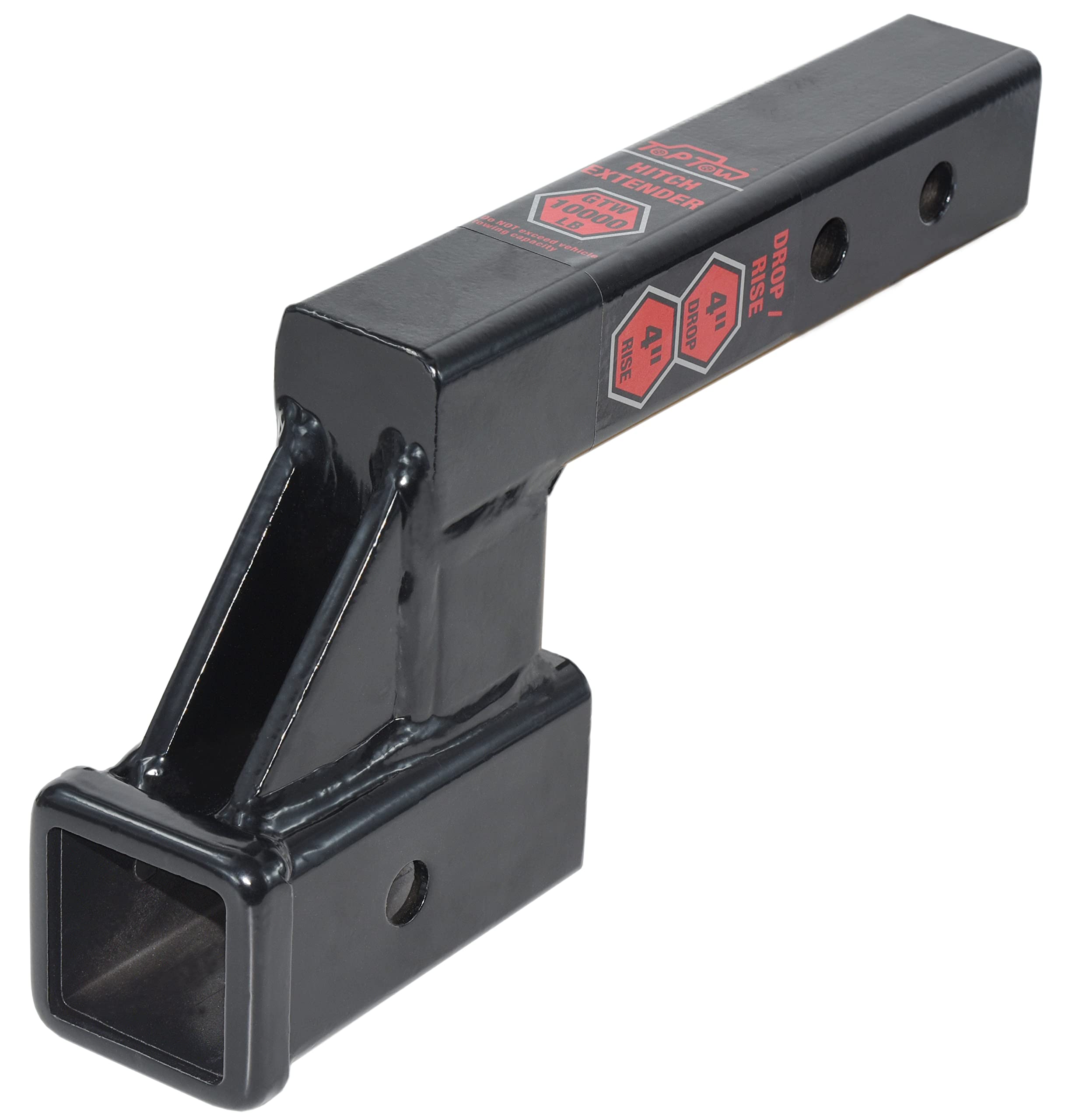 Toptow 64122 2-Inch Receiver Trailer Hitch Extension Riser With 4.25-Inch Rise/Drop, 7 & 9 Extender, 2-Inch Solid Shank, 10000Lbs Towing Capacity, Anti-Rattle Bolt