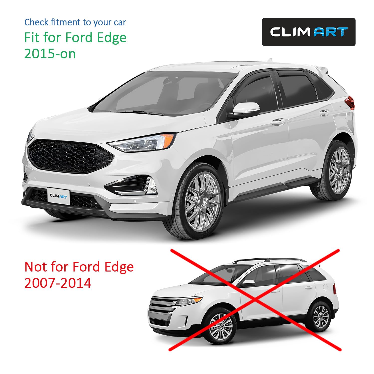 Clim Art In-Channel Incredibly Durable Rain Guards For Ford Edge 2015-2025, Original Window Deflectors, Vent Window Visors, Vent