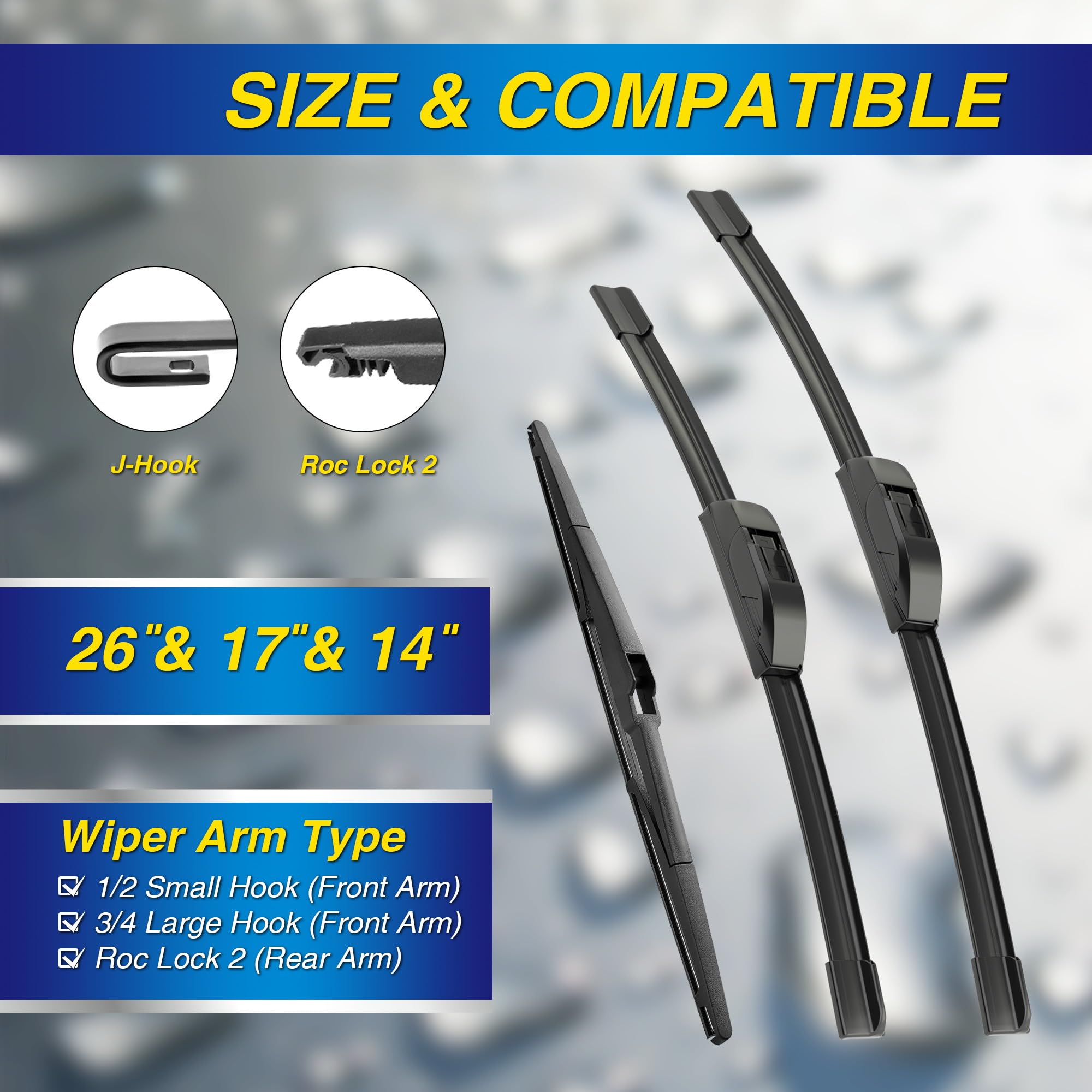 5 Plus Silicone Windshield Wipers Replacement For 2007-2015 Mazda Cx-9 Wiper Blades(Set Of 3),Automotive Replacement Windshield