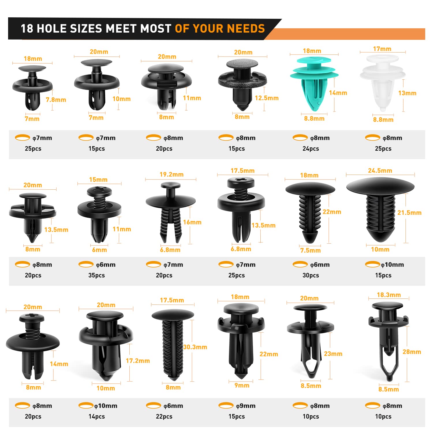 Gooacc 820Pcs Car Push Retainer Clips Auto Fasteners Assortment -36 Sizes Nylon Bumper Fender Rivets And Fasteners Remover For F