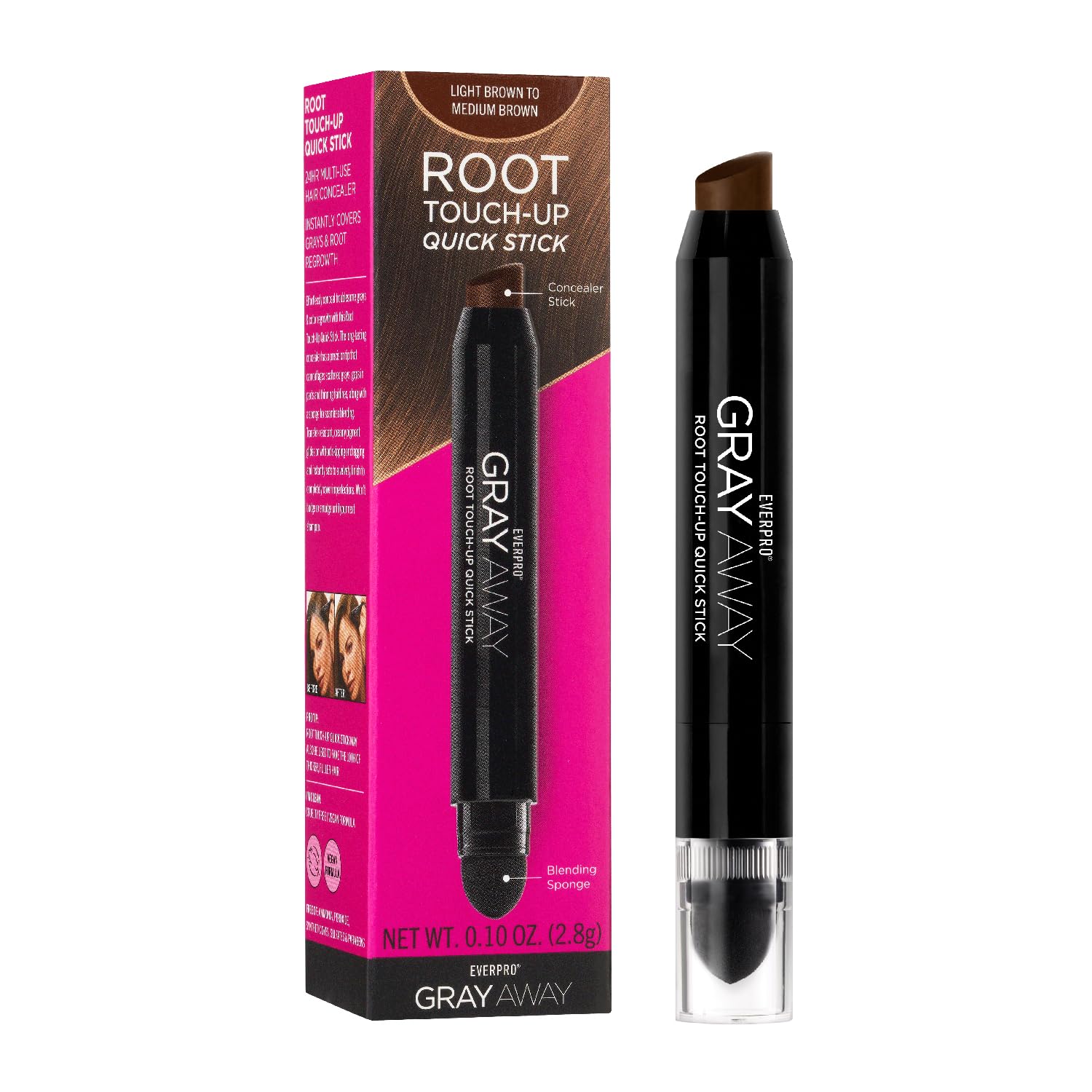 EVERPRO Gray Away Root Touchup Quick Stick  Light Brown  0.1 Oz-New