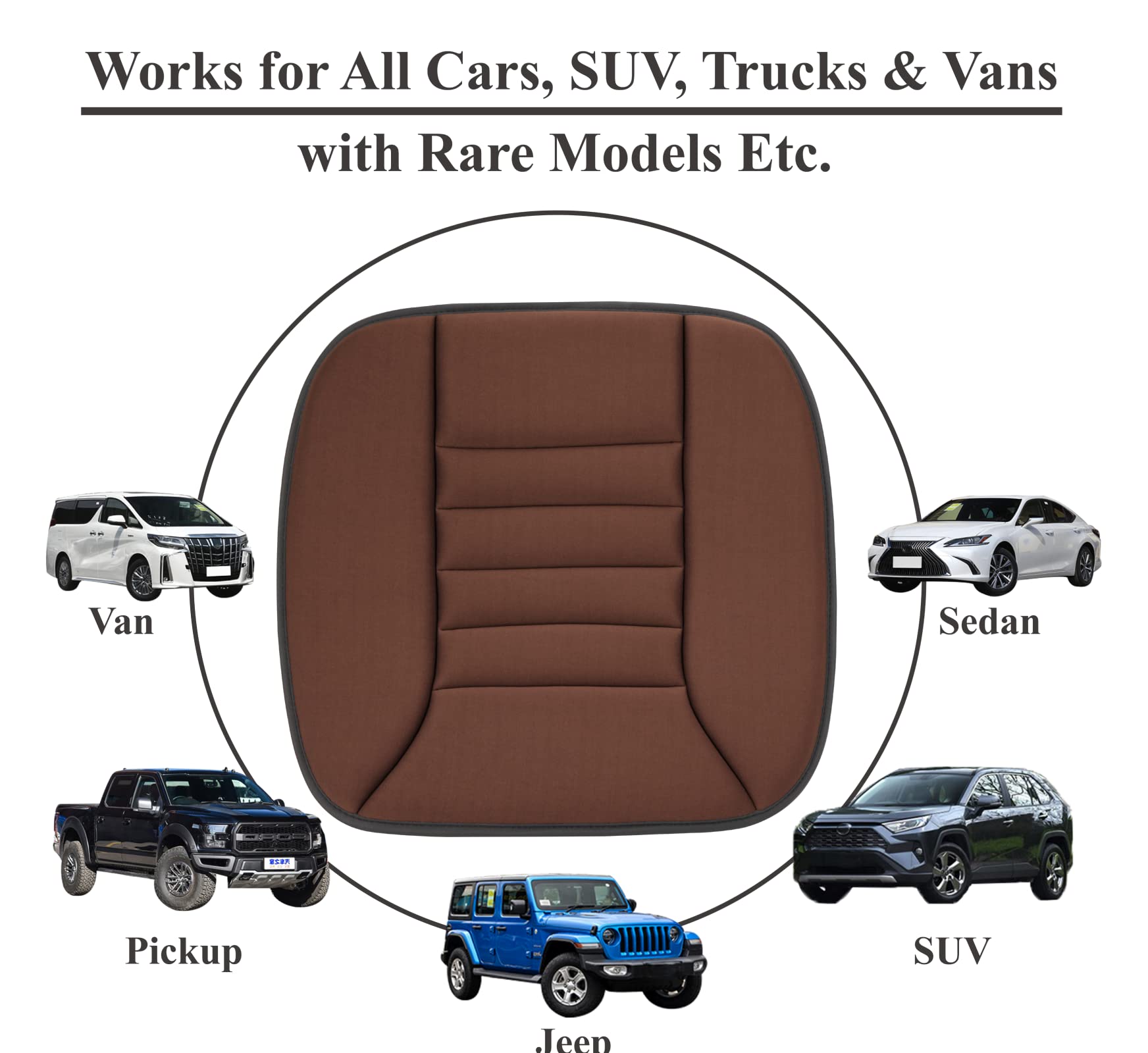 Kingphenix Car Seat Cushion With 1.2Inch Comfort Memory Foam, Seat Cushion For Car And Office Chair (Brown)