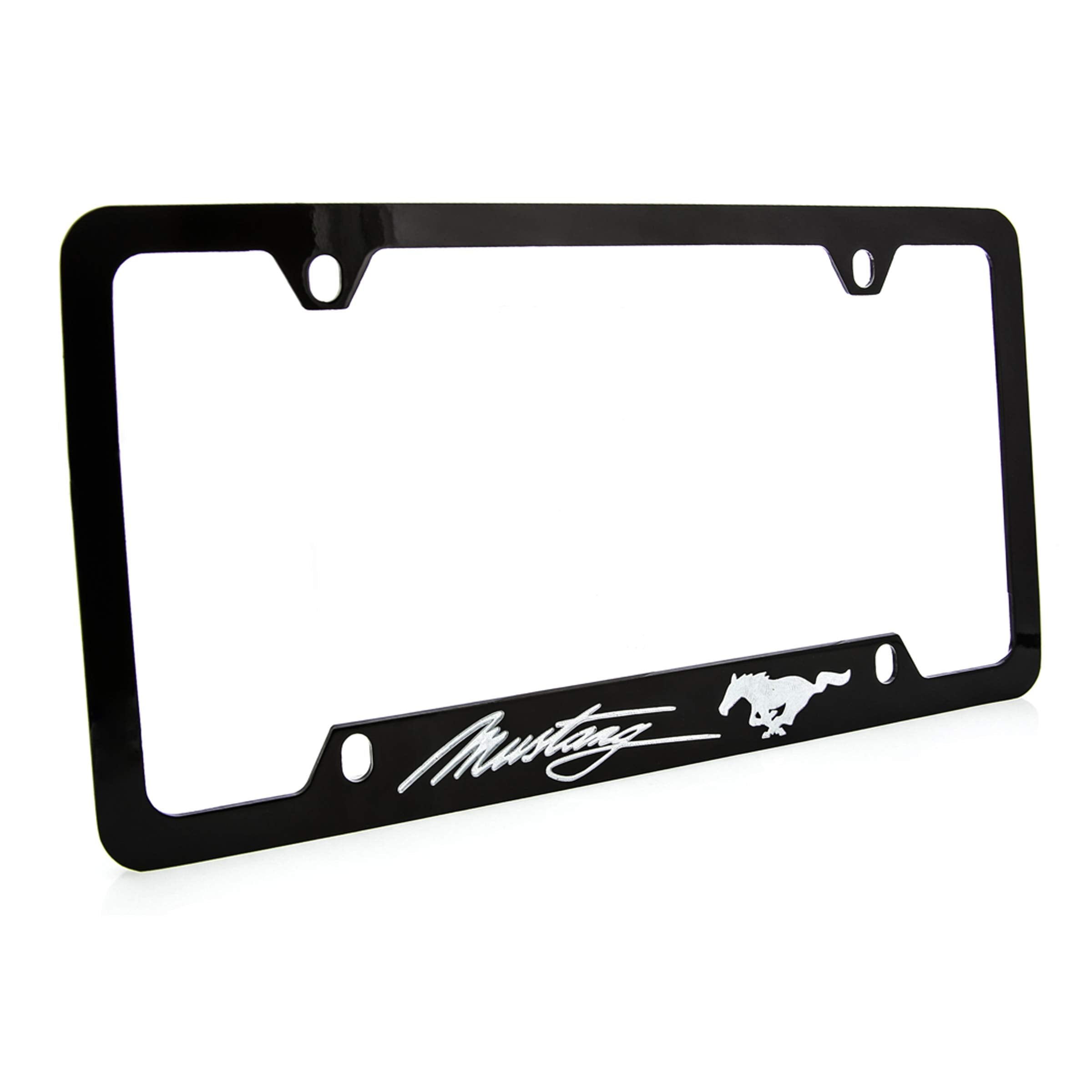 Ford Mustang License Plate Frame Holder … (4 Hole, Black/Bottom)